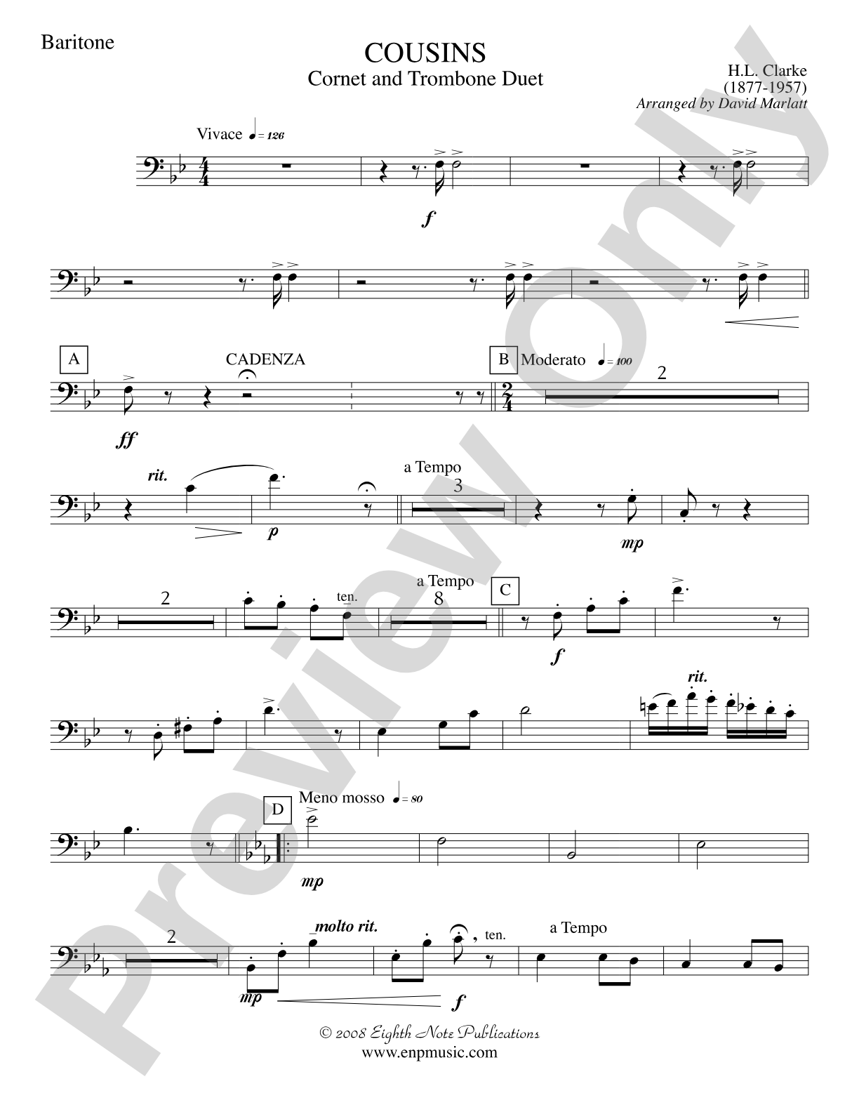 Cousins (Cornet and Trombone Duet and Concert Band): Baritone B.C.
