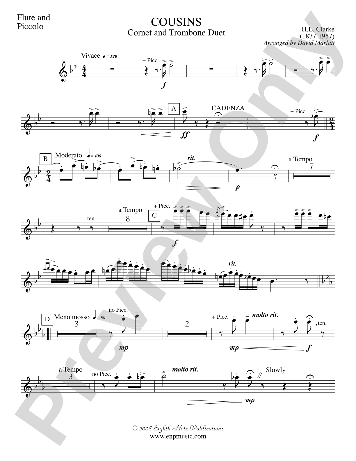 Cousins (Cornet and Trombone Duet and Concert Band): Flute