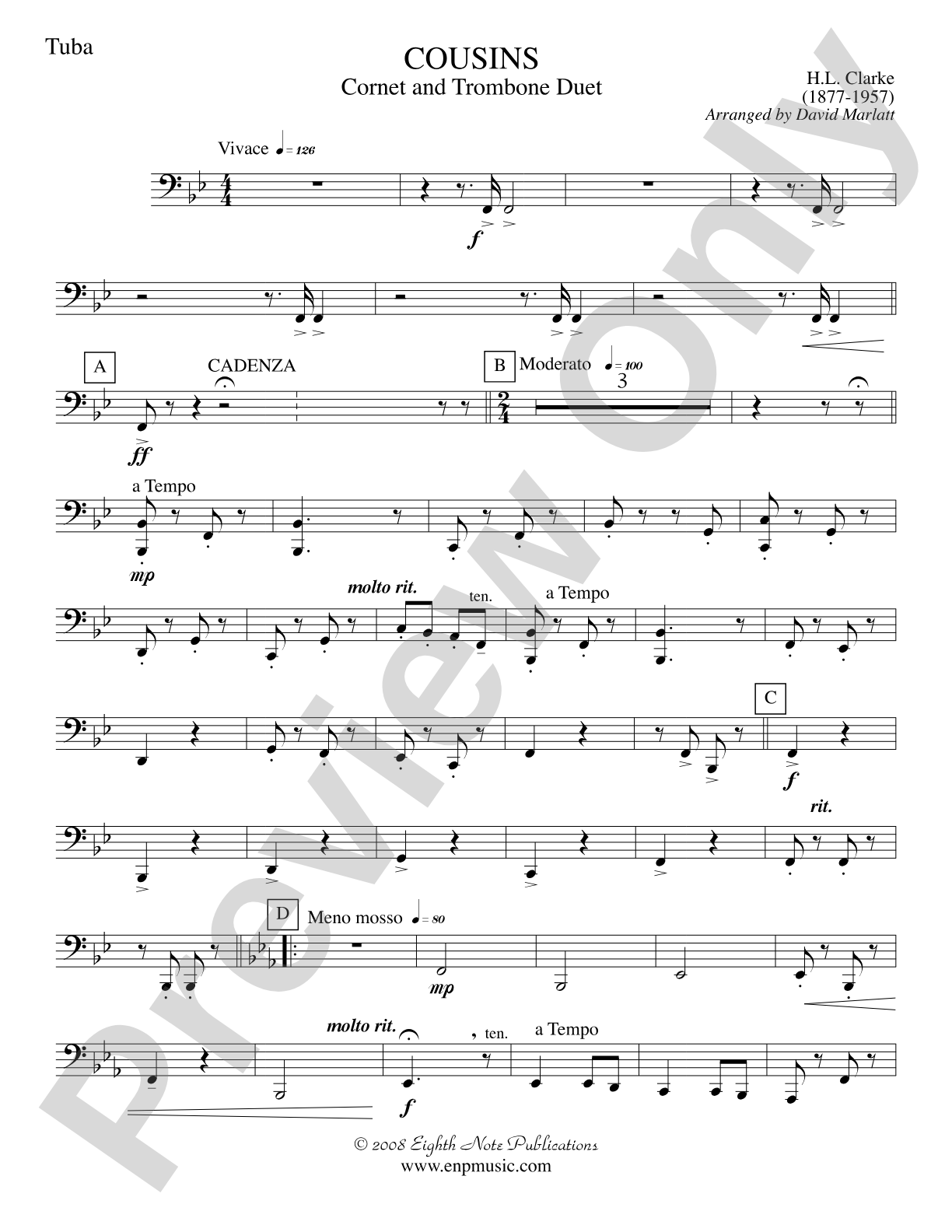 Cousins (Cornet and Trombone Duet and Concert Band): Tuba
