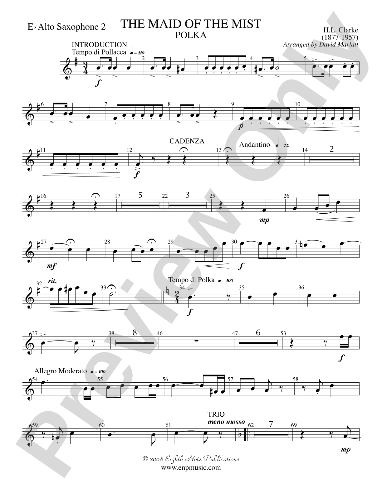 The Maid of the Mist (Solo Cornet and Concert Band): 2nd E-flat Alto Saxophone