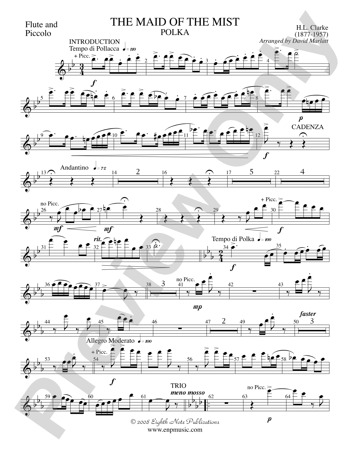 The Maid of the Mist (Solo Cornet and Concert Band): Flute