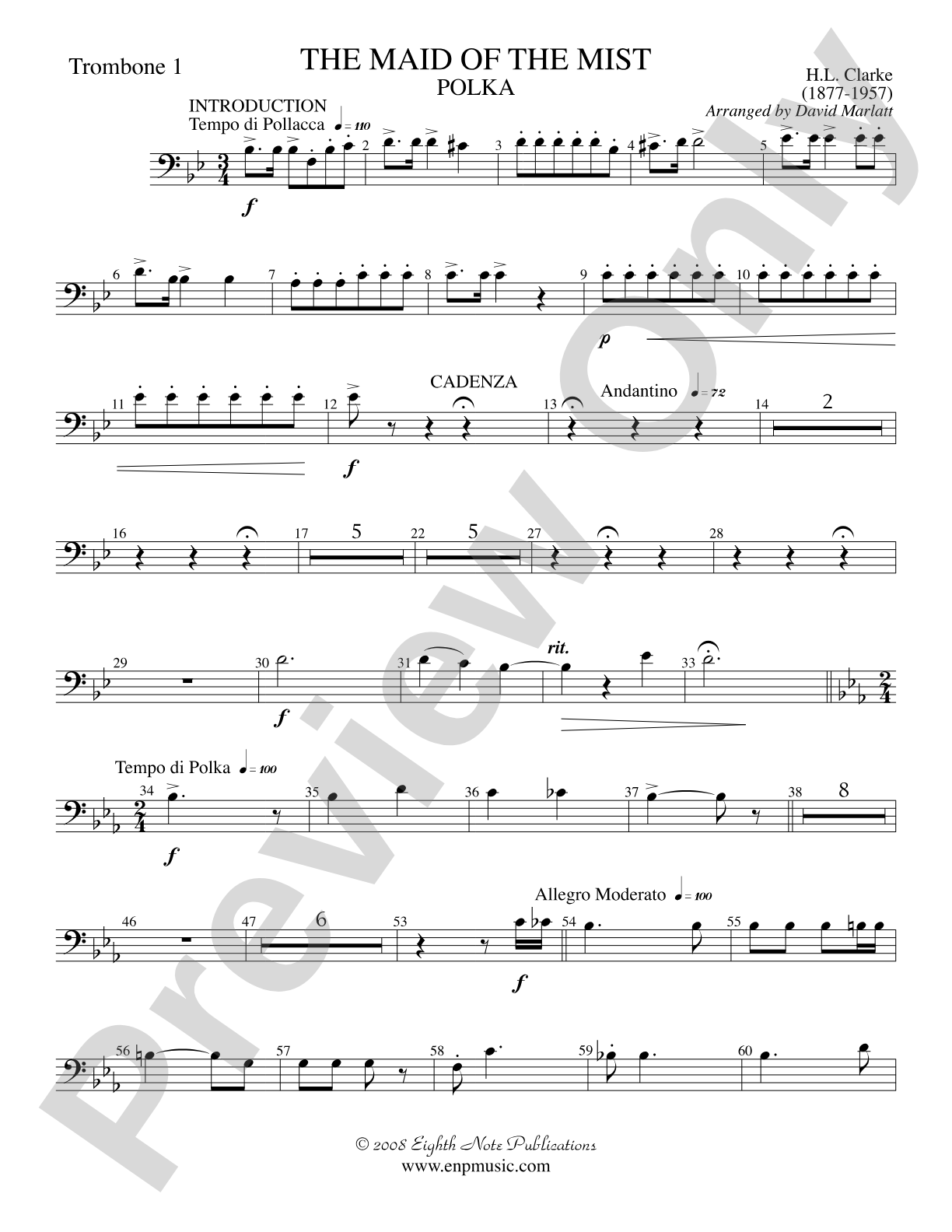 The Maid of the Mist (Solo Cornet and Concert Band): 1st Trombone