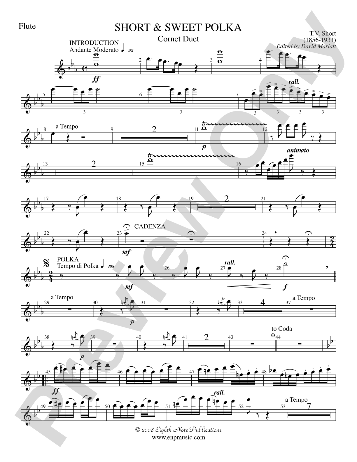 Short and Sweet (Cornet Duet and Concert Band): Flute