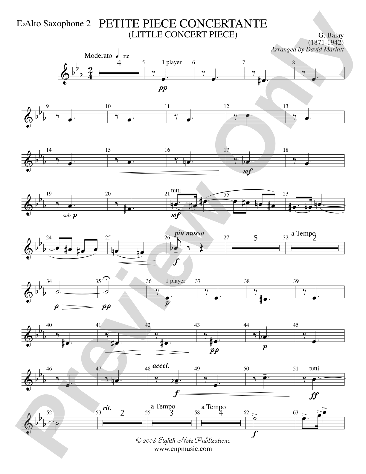 Petite Piece Concertante (Little Concert Piece) (Solo Cornet and Concert Band): 2nd E-flat Alto Saxophone