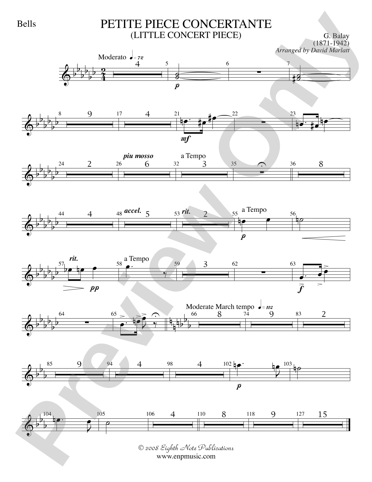 Petite Piece Concertante (Little Concert Piece) (Solo Cornet and Concert Band): Bells