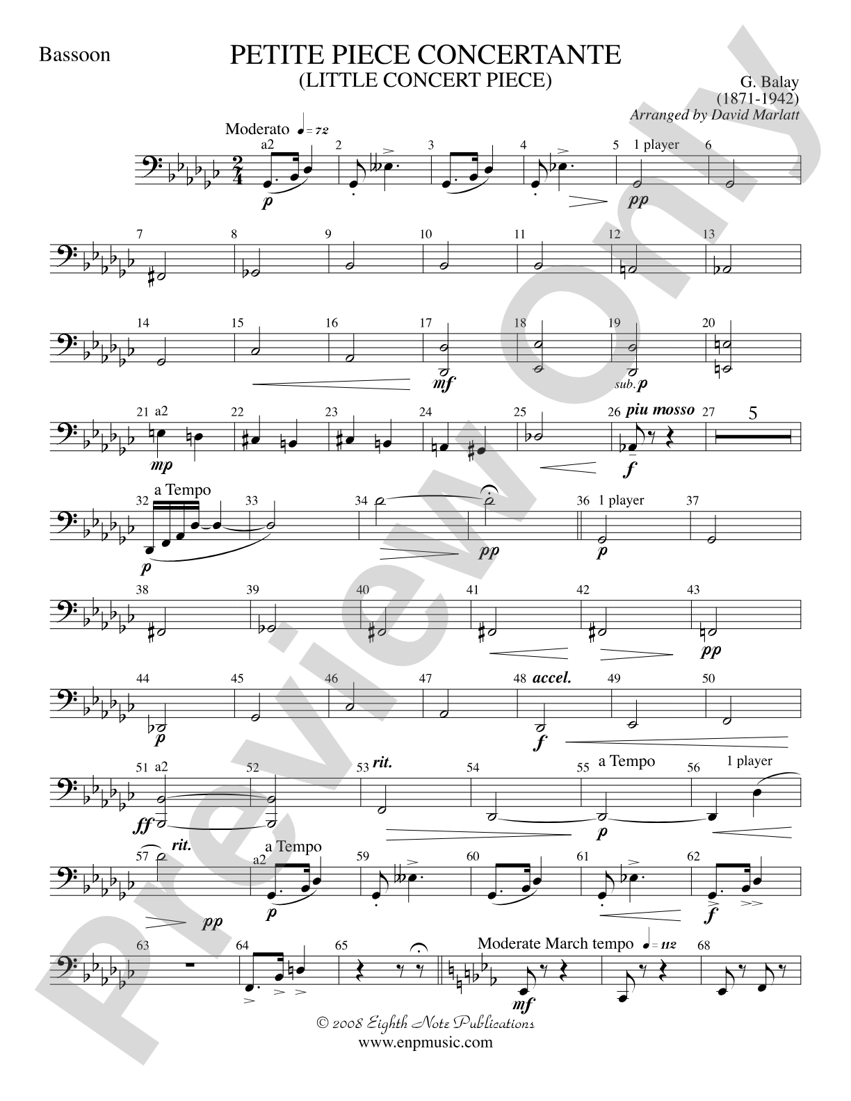 Petite Piece Concertante (Little Concert Piece) (Solo Cornet and Concert Band): Bassoon