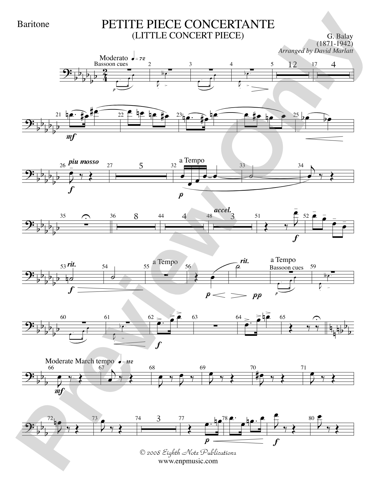 Petite Piece Concertante (Little Concert Piece) (Solo Cornet and Concert Band): Baritone B.C.