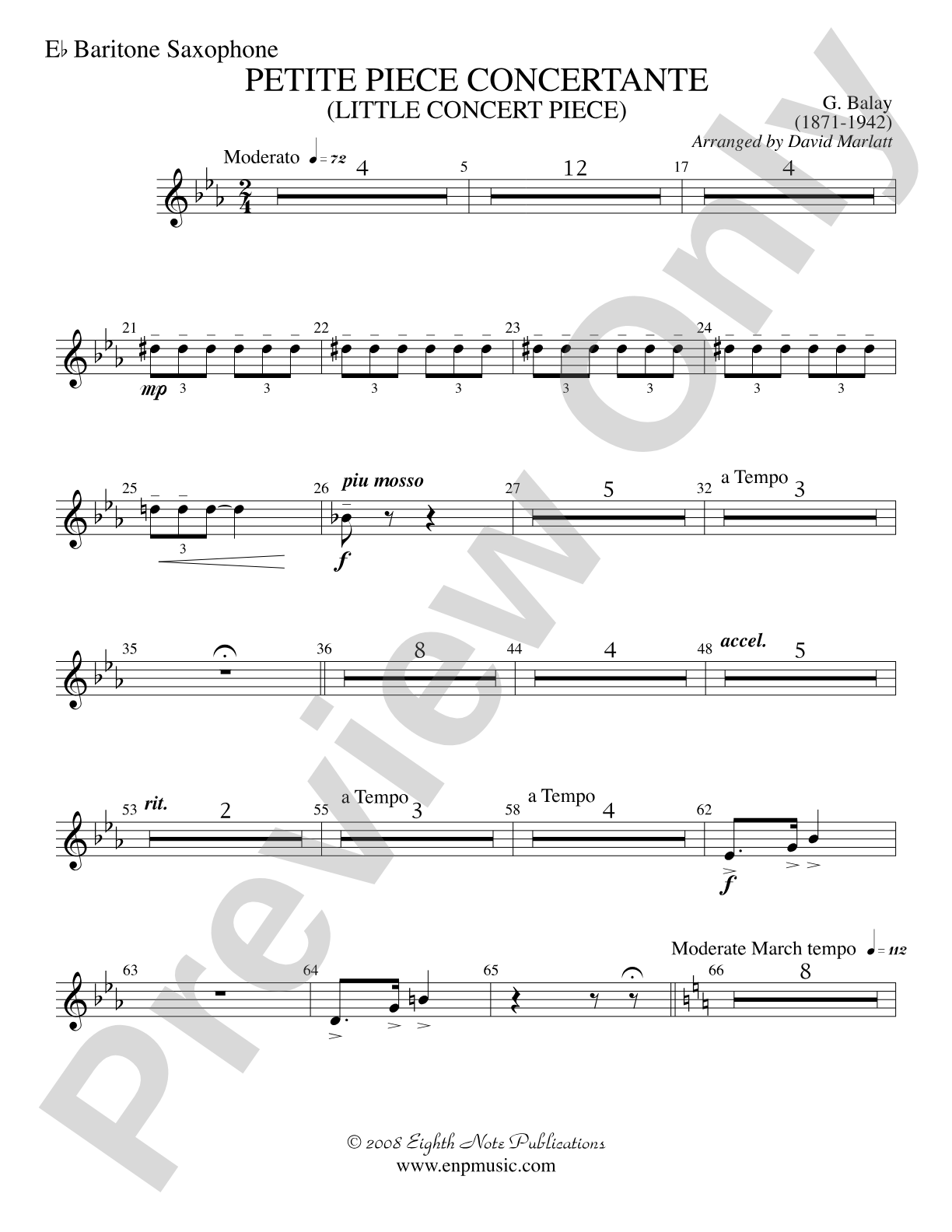 Petite Piece Concertante (Little Concert Piece) (Solo Cornet and Concert Band): E-flat Baritone Saxophone
