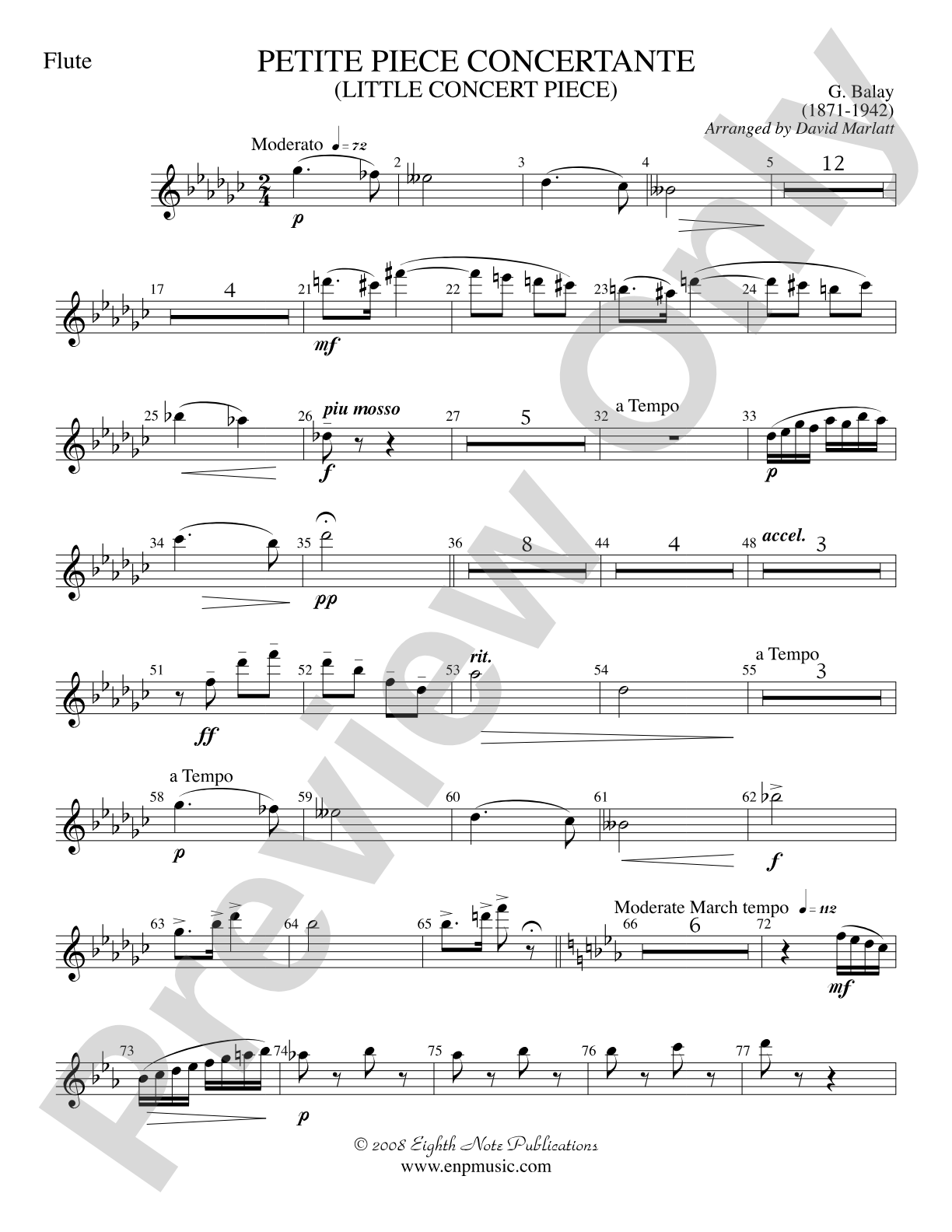 Petite Piece Concertante (Little Concert Piece) (Solo Cornet and Concert Band): Flute