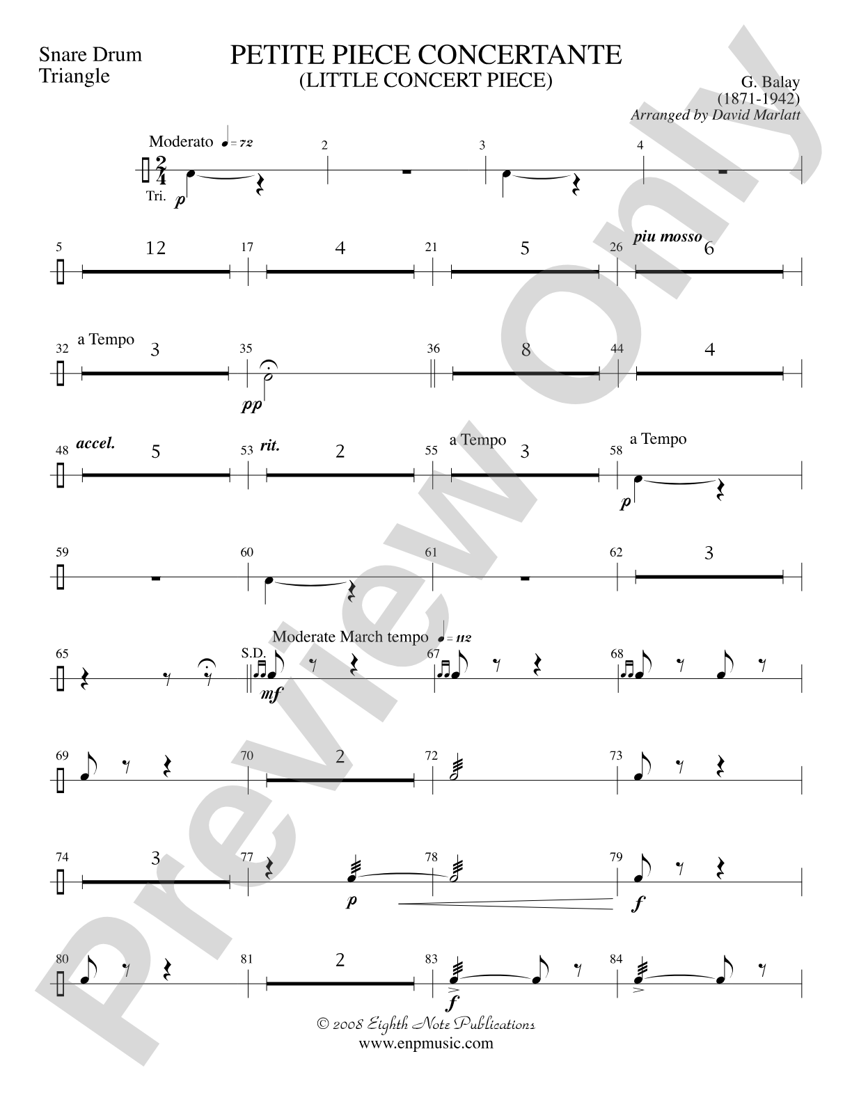 Petite Piece Concertante (Little Concert Piece) (Solo Cornet and Concert Band): 1st Percussion