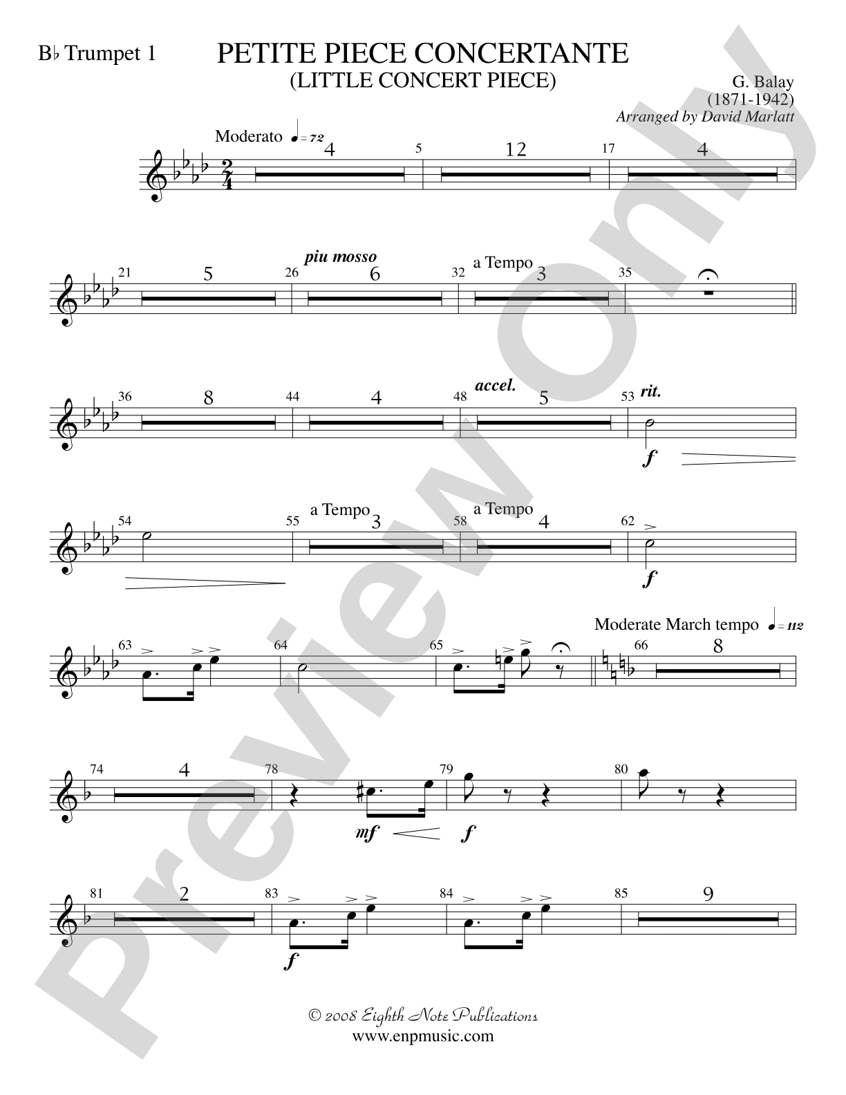 Petite Piece Concertante (Little Concert Piece) (Solo Cornet and Concert Band): 1st B-flat Trumpet