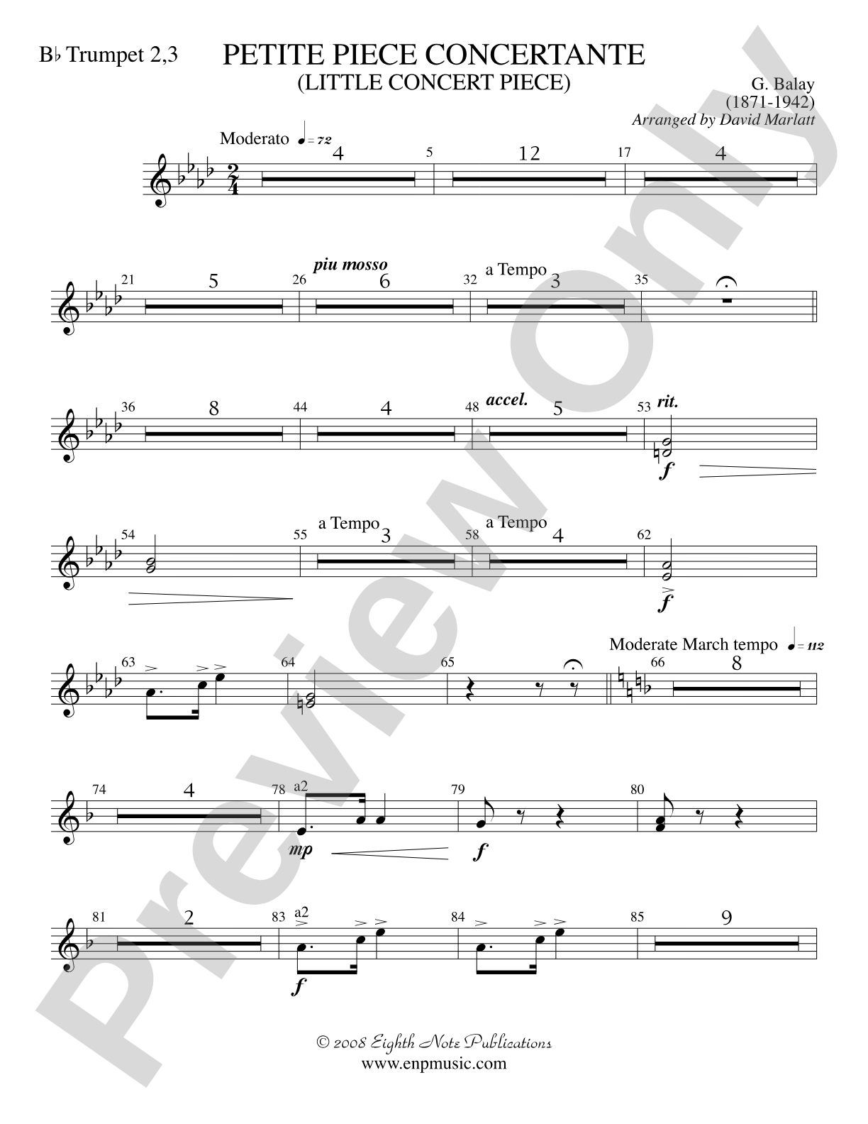 Petite Piece Concertante (Little Concert Piece) (Solo Cornet and Concert Band): 2nd & 3rd Trumpet