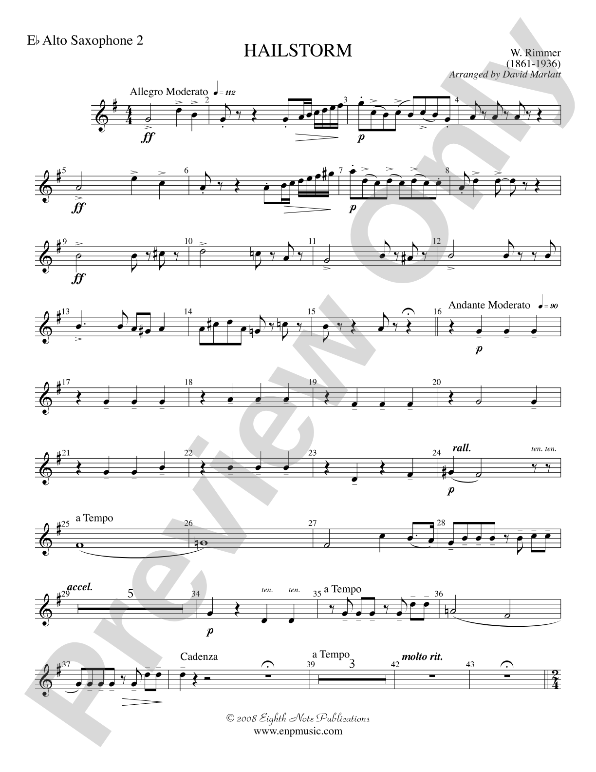Hailstorm (Solo Cornet and Concert Band): 2nd E-flat Alto Saxophone