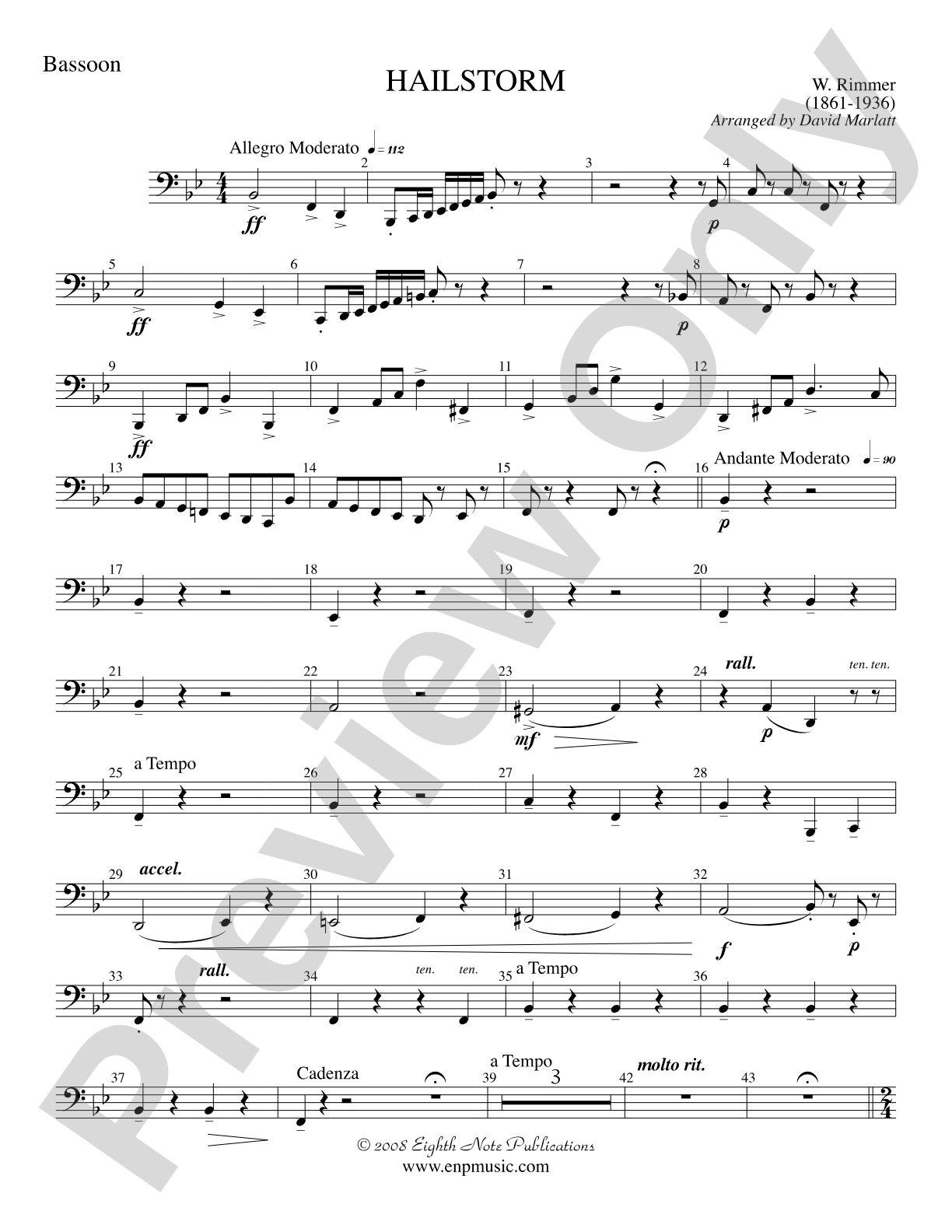 Hailstorm (Solo Cornet and Concert Band): Bassoon
