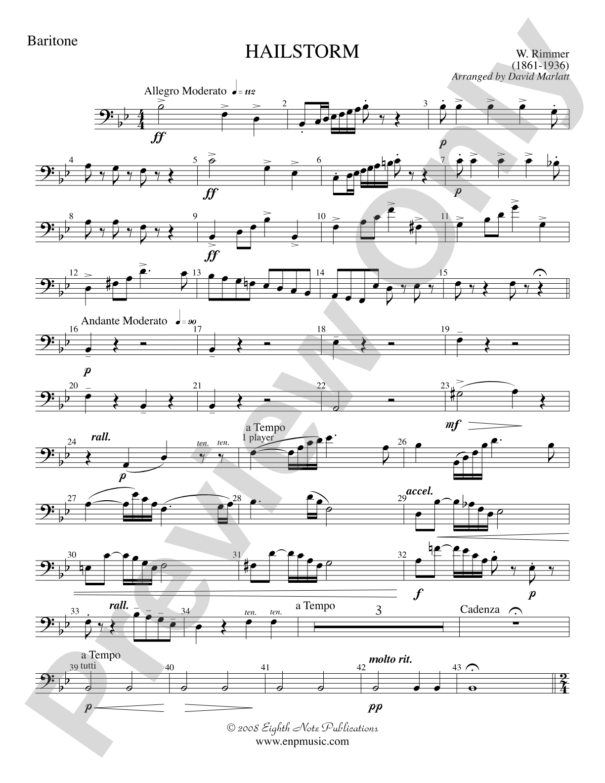 Hailstorm (Solo Cornet and Concert Band): Baritone B.C.