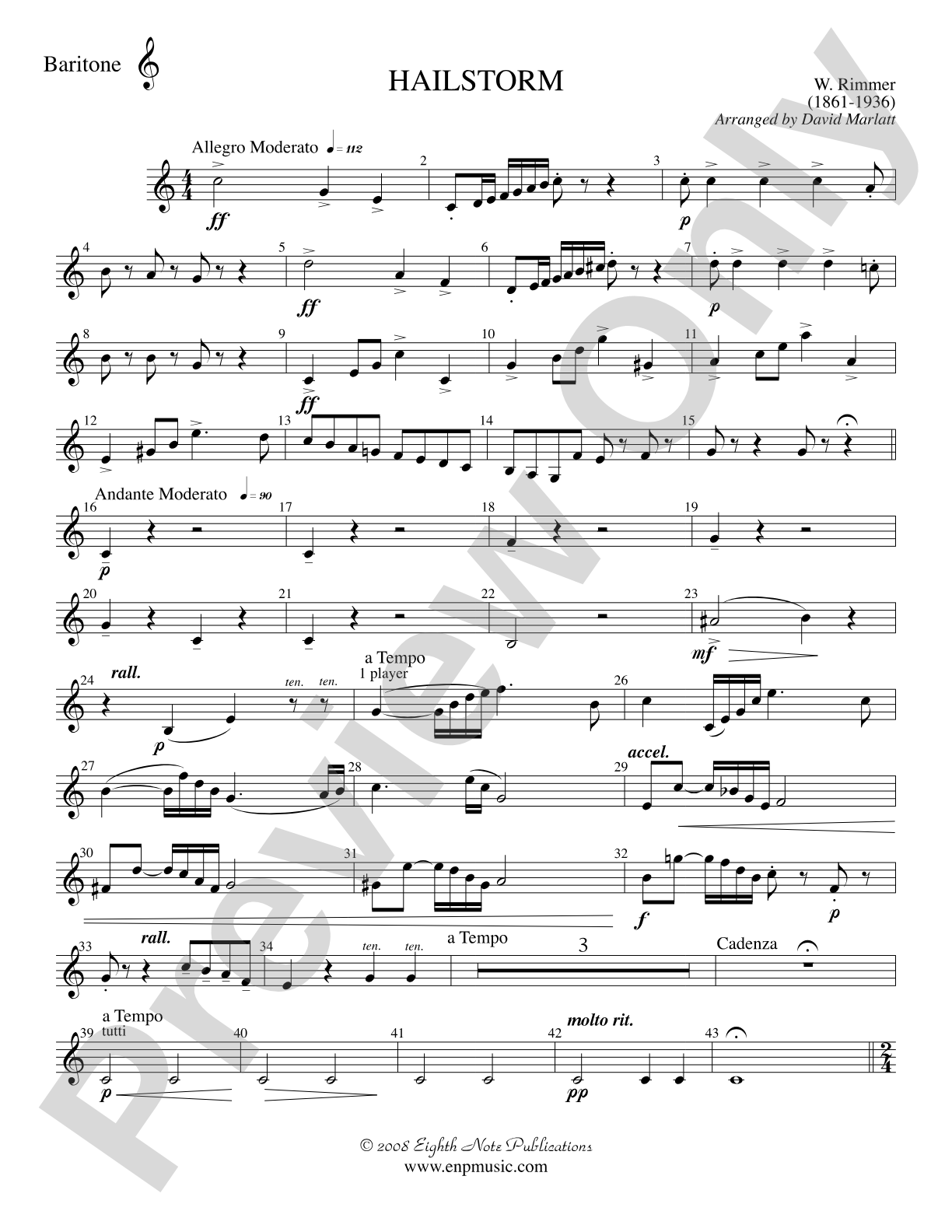 Hailstorm (Solo Cornet and Concert Band): Baritone T.C.