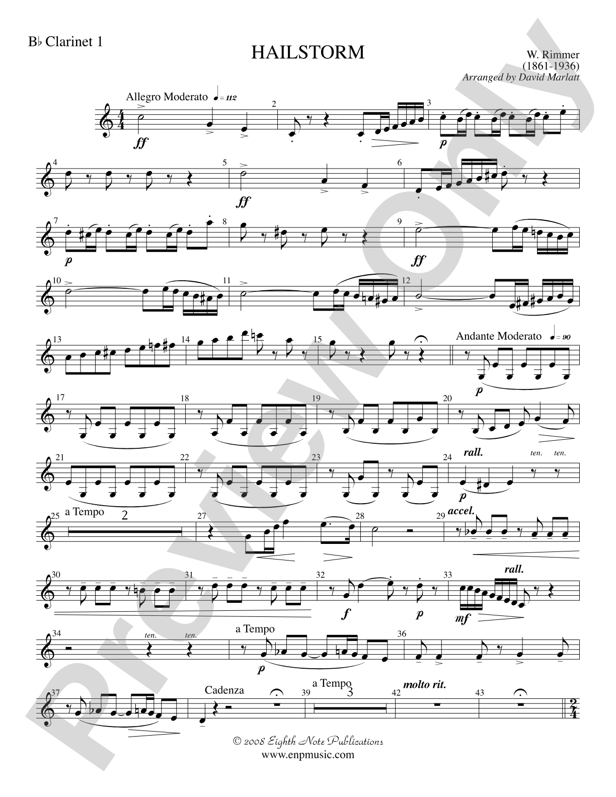 Hailstorm (Solo Cornet and Concert Band): 1st B-flat Clarinet