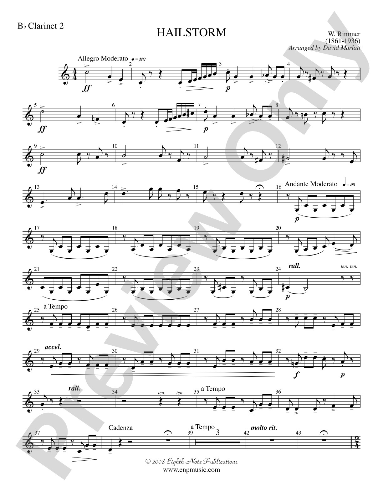 Hailstorm (Solo Cornet and Concert Band): 2nd B-flat Clarinet
