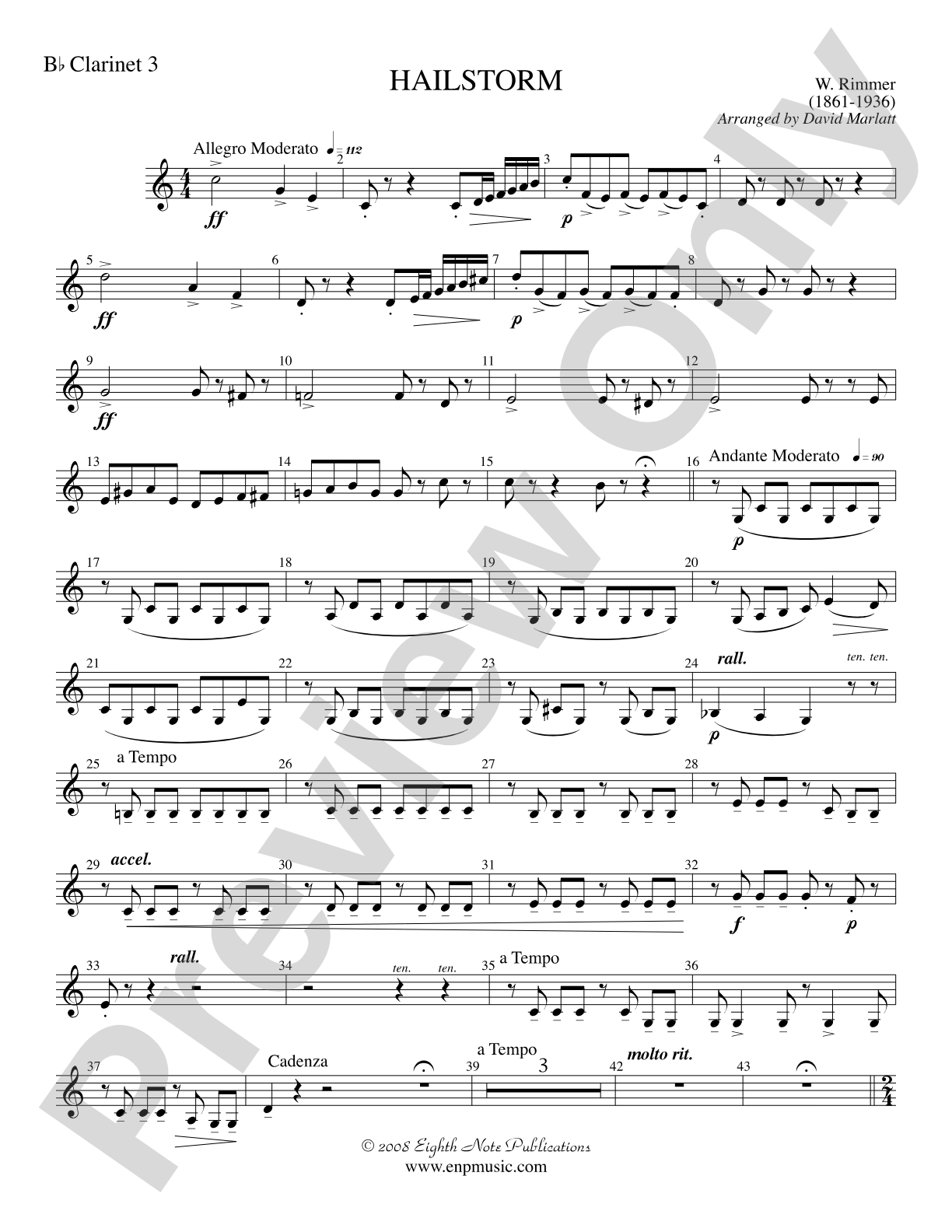 Hailstorm (Solo Cornet and Concert Band): 3rd B-flat Clarinet