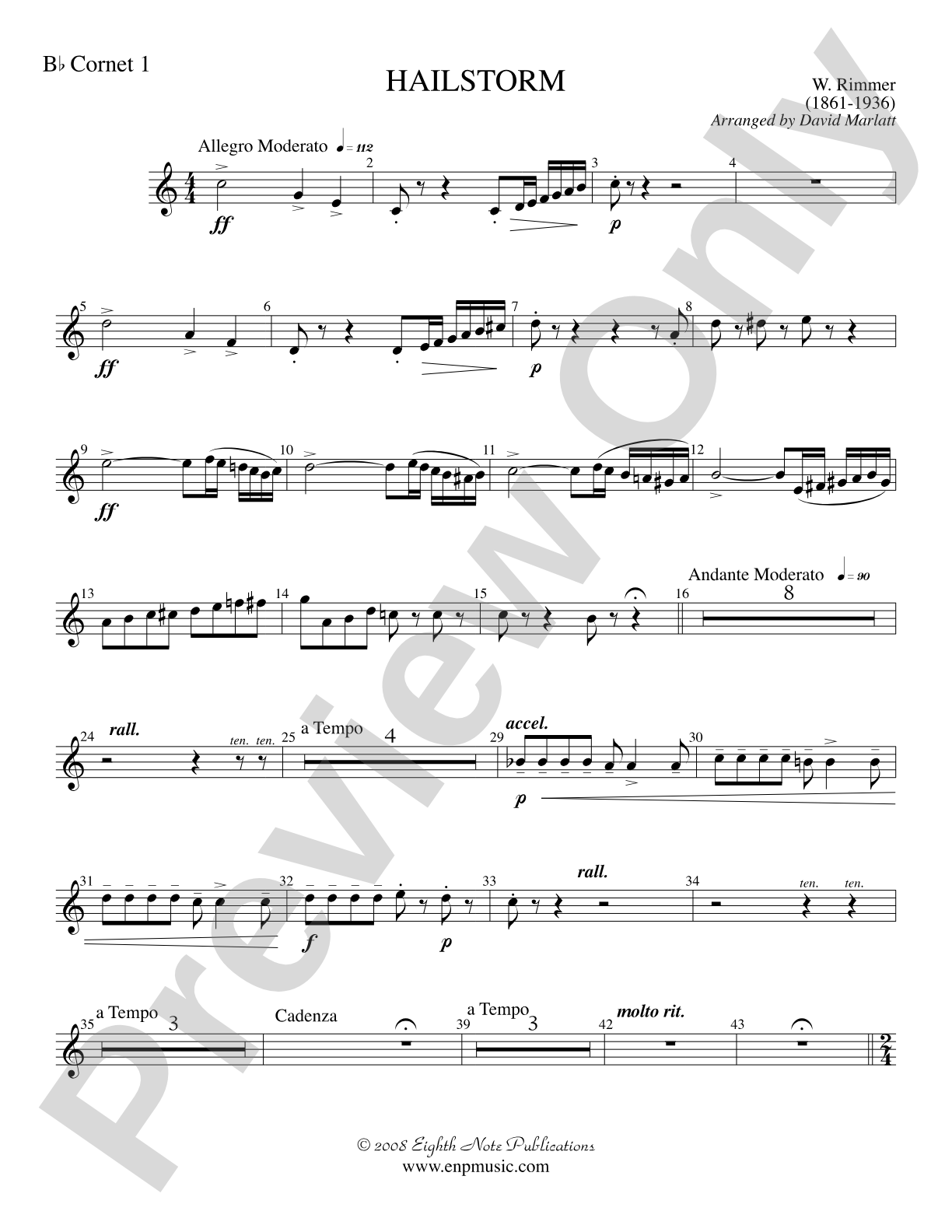 Hailstorm (Solo Cornet and Concert Band): 1st B-flat Cornet