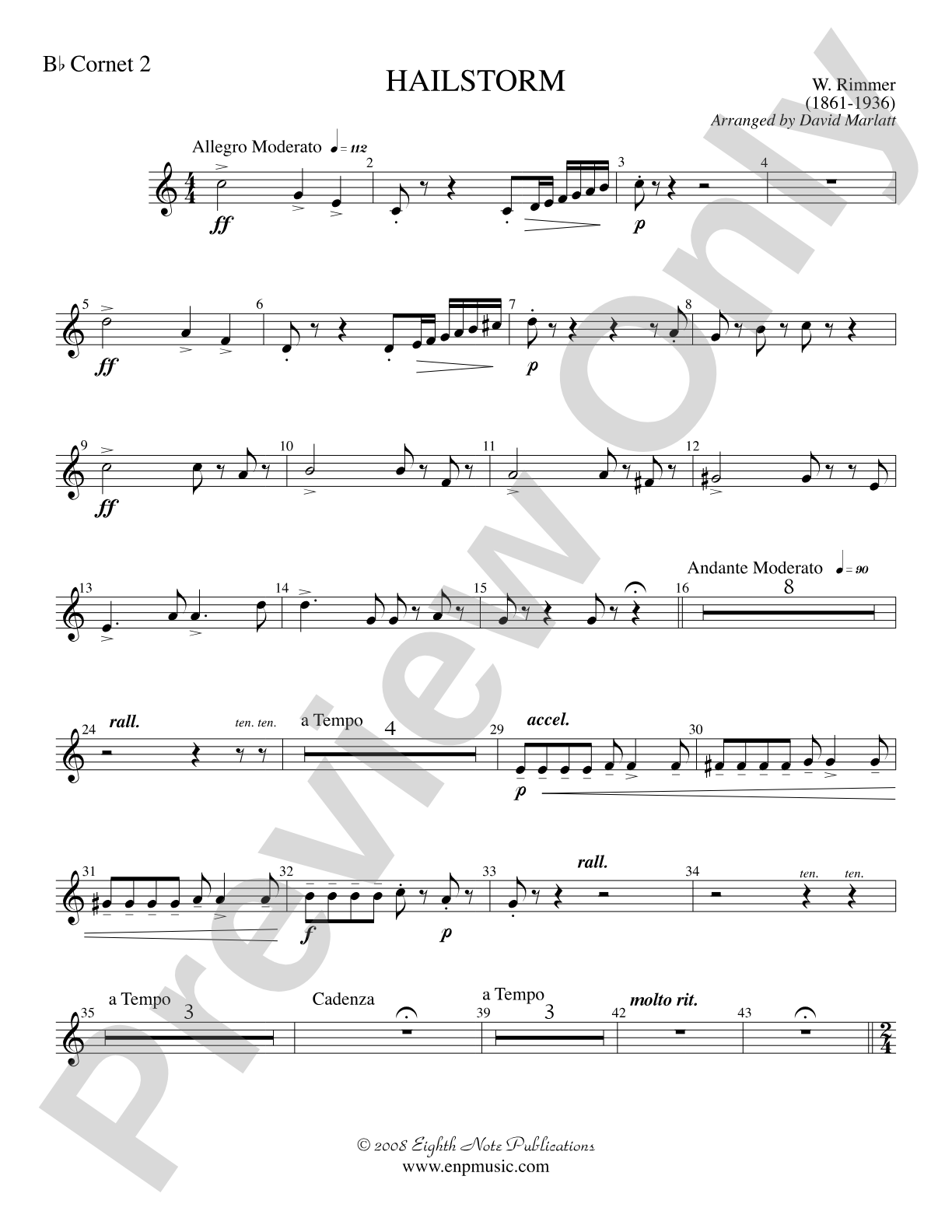 Hailstorm (Solo Cornet and Concert Band): 2nd B-flat Cornet
