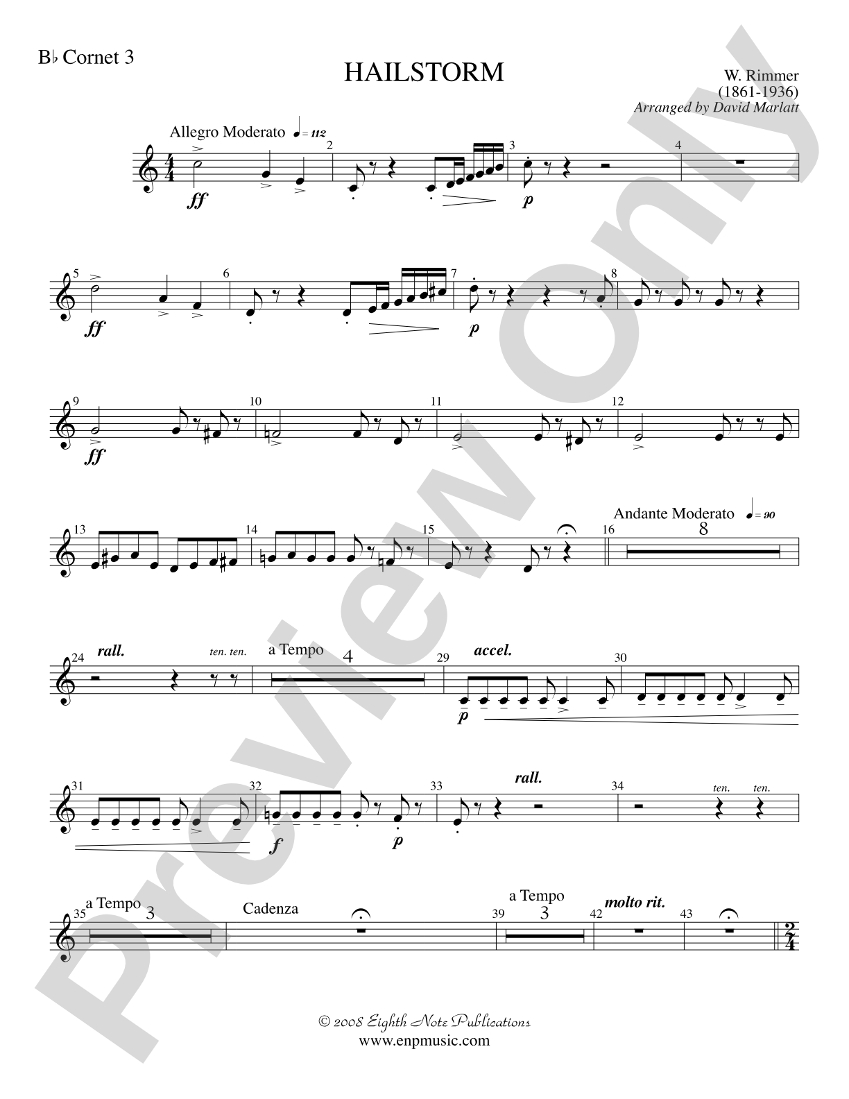 Hailstorm (Solo Cornet and Concert Band): 3rd B-flat Cornet