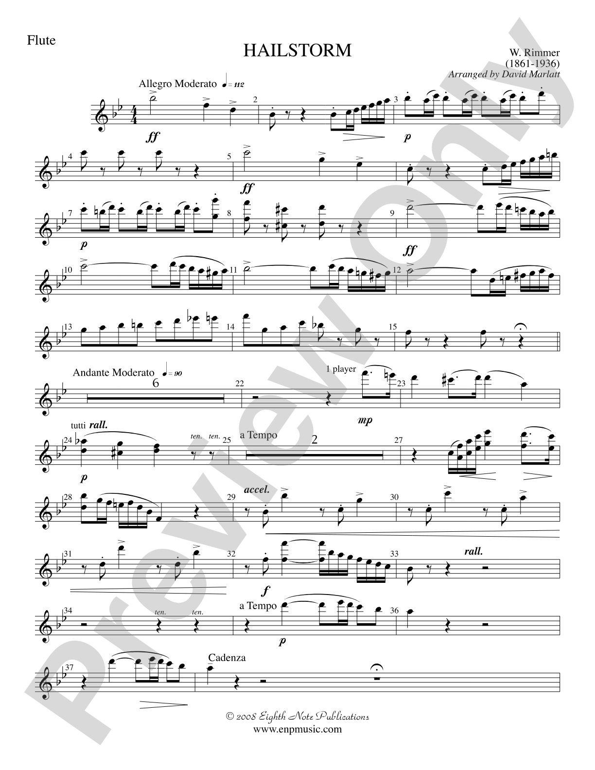 Hailstorm (Solo Cornet and Concert Band): Flute
