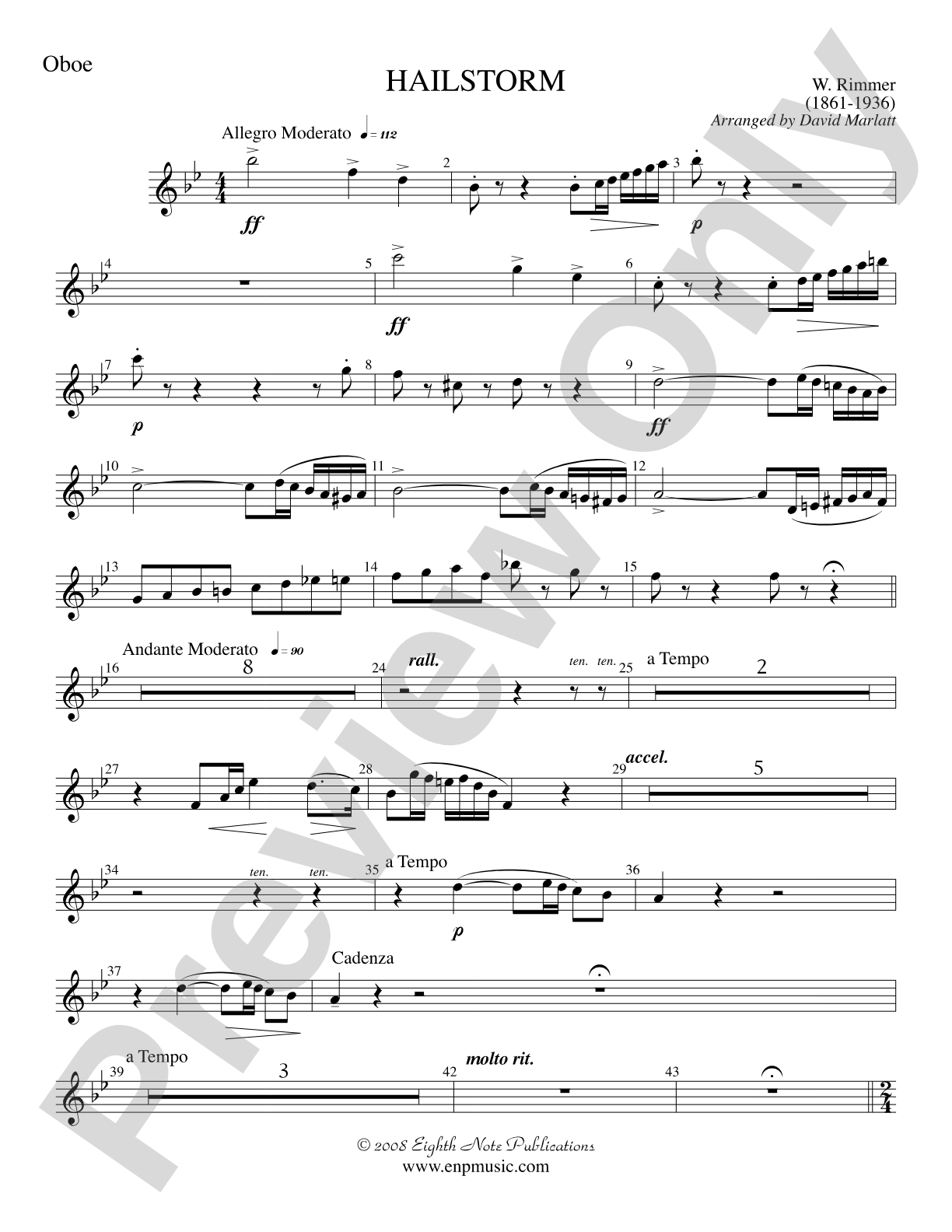 Hailstorm (Solo Cornet and Concert Band): Oboe