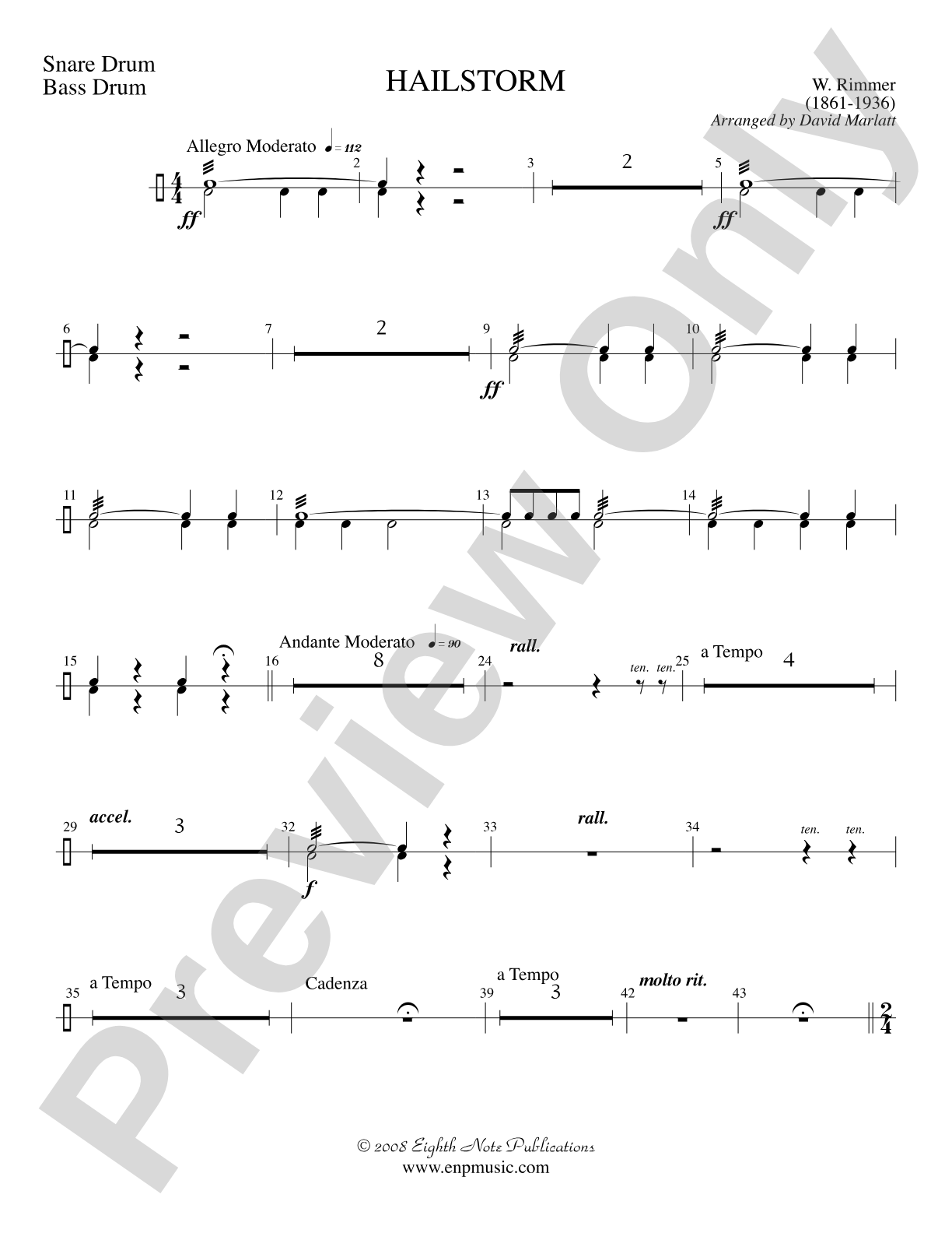 Hailstorm (Solo Cornet and Concert Band): Snare Drum