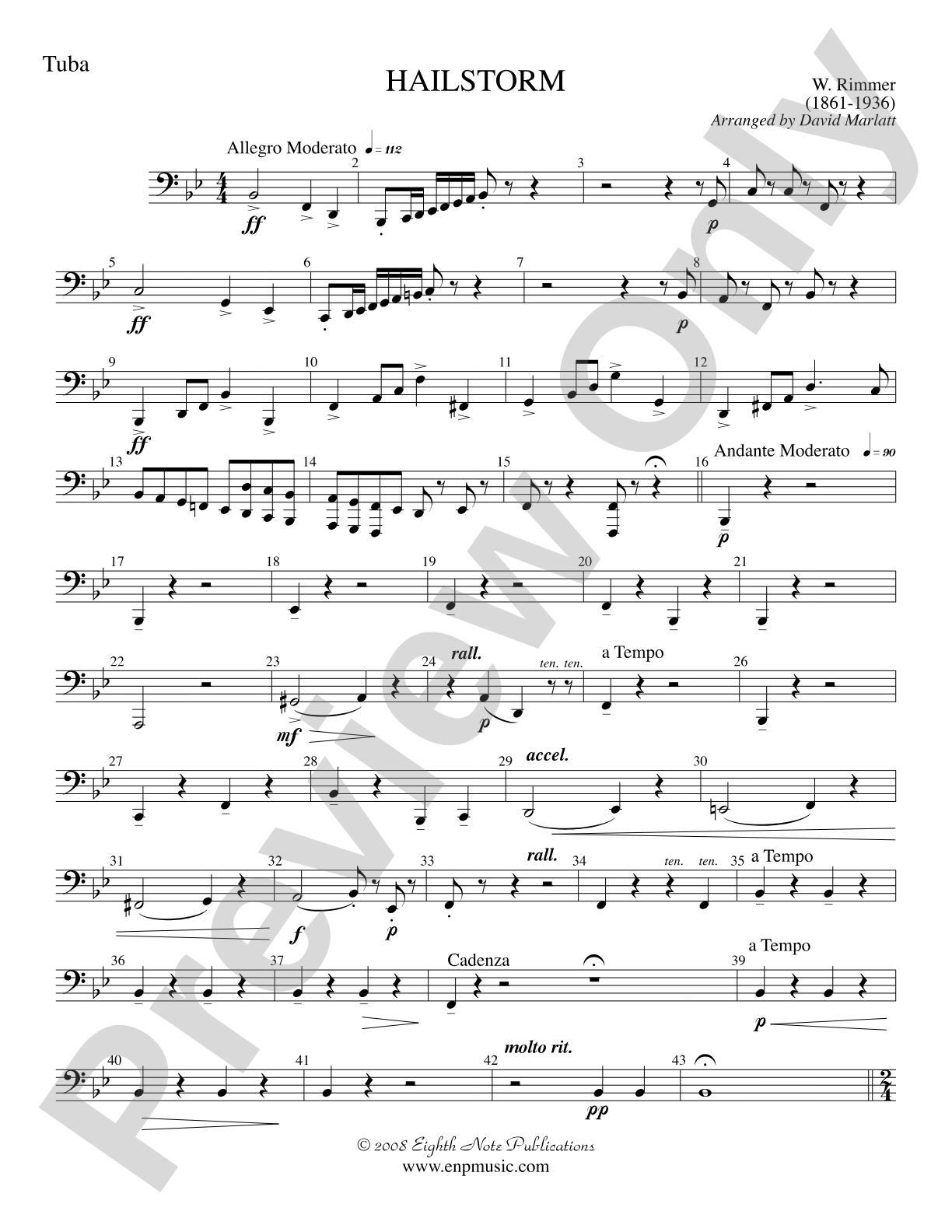 Hailstorm (Solo Cornet and Concert Band): Tuba