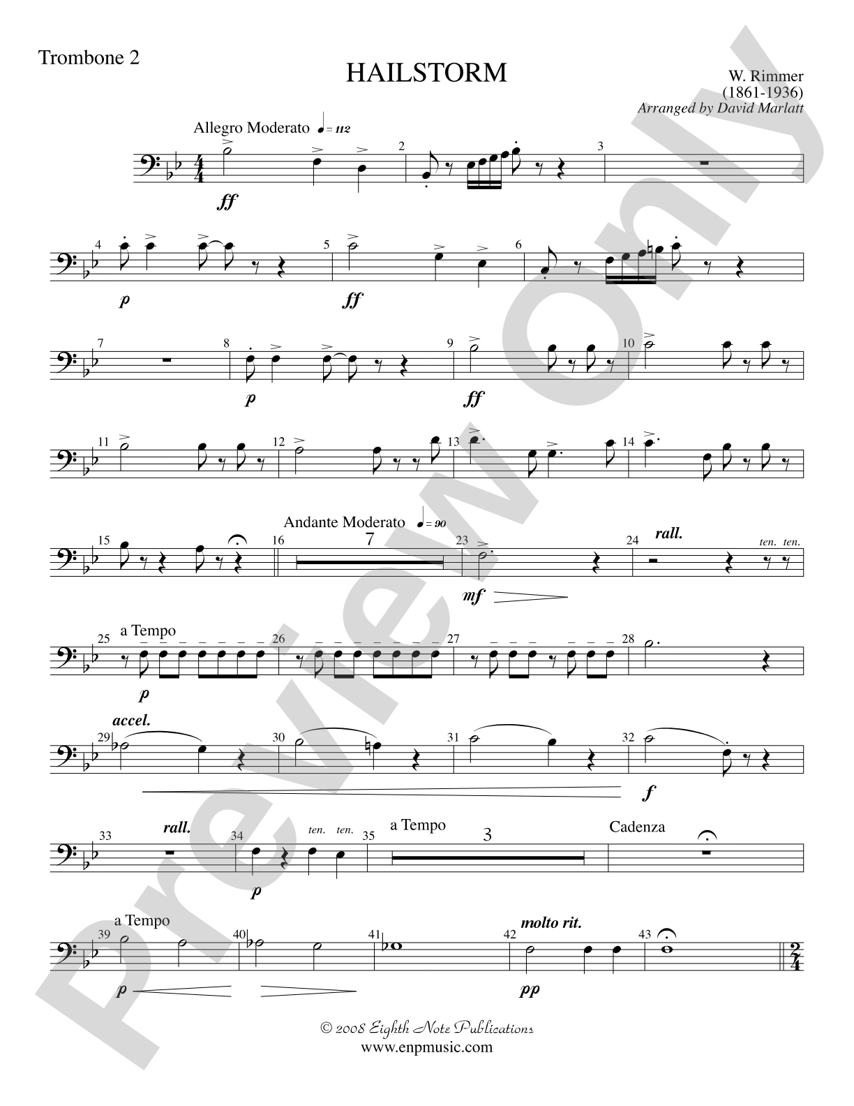 Hailstorm (Solo Cornet and Concert Band): 2nd Trombone