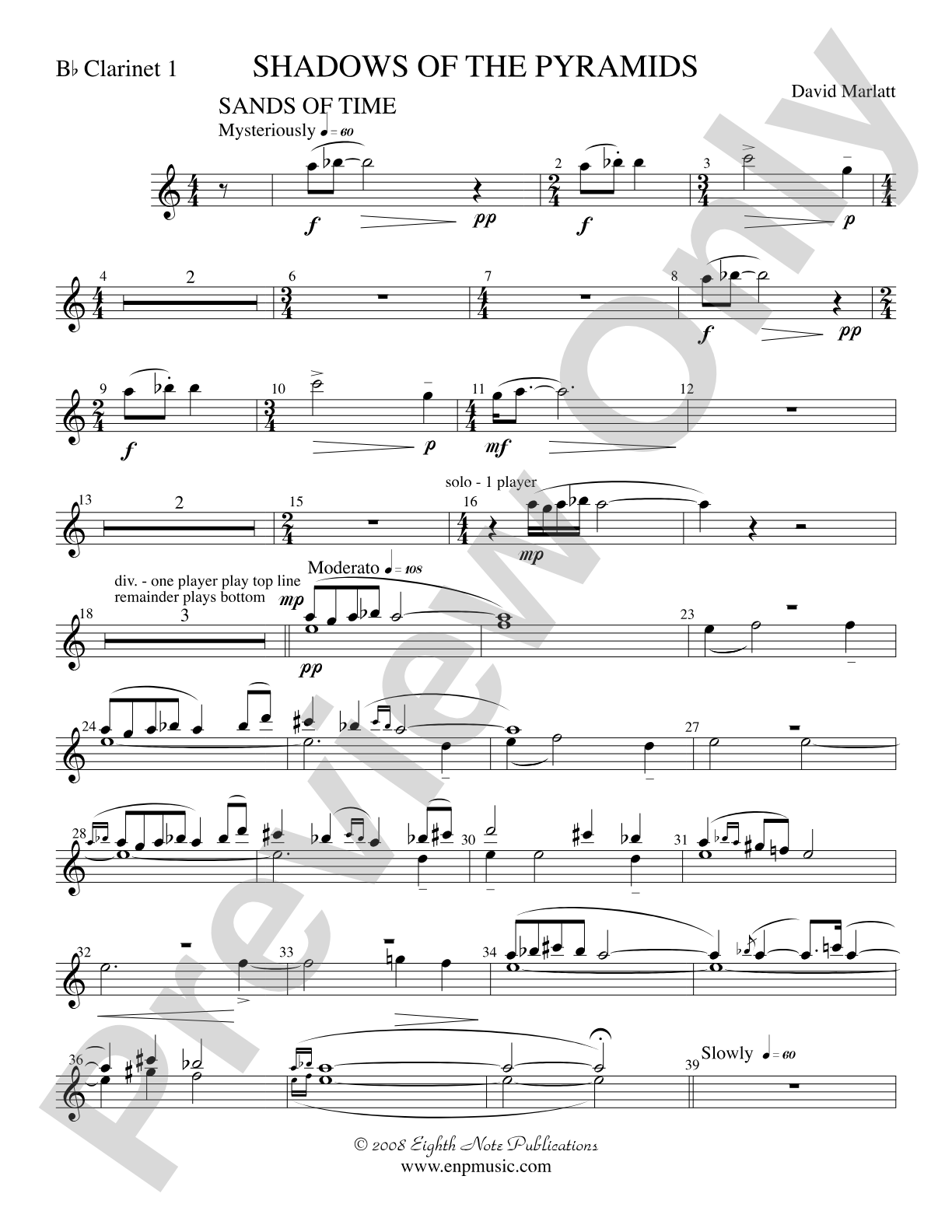 Shadows of the Pyramids: 1st B-flat Clarinet