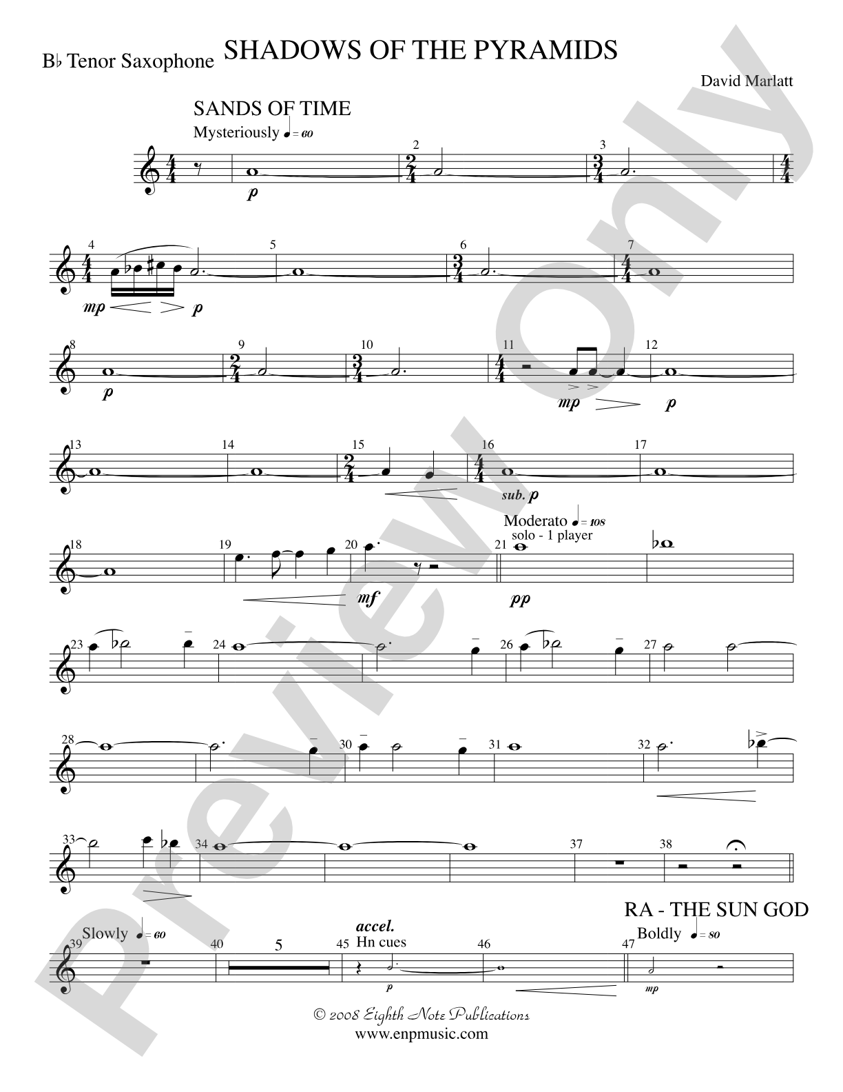 Shadows of the Pyramids: B-flat Tenor Saxophone
