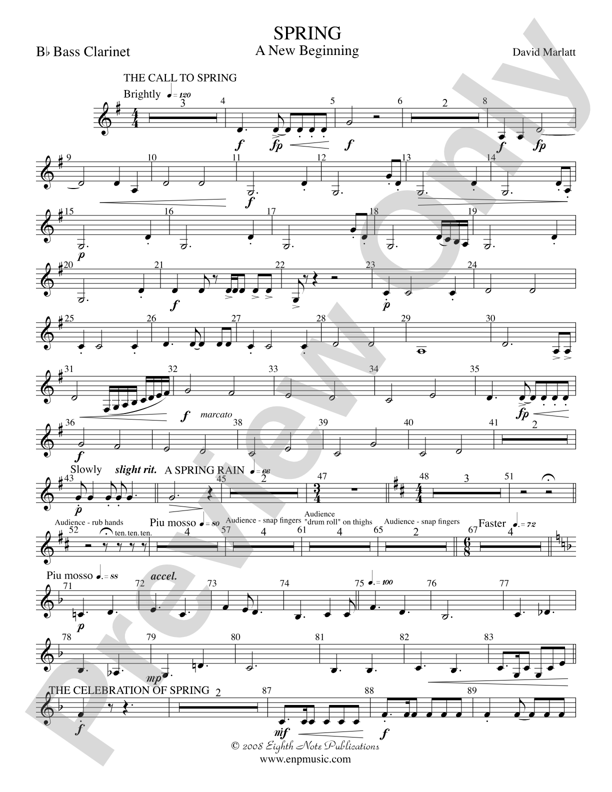 Spring (A New Beginning): B-flat Bass Clarinet