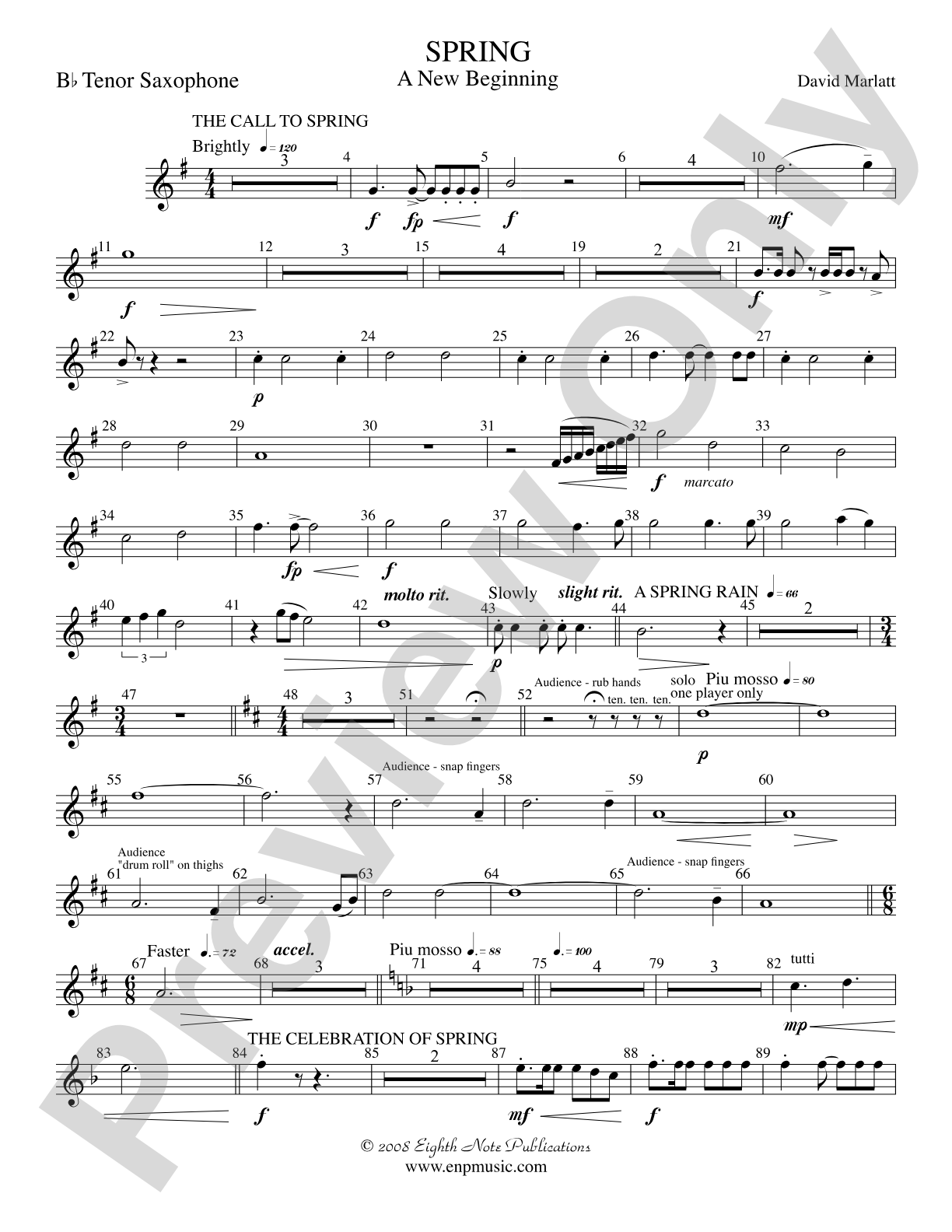 Spring (A New Beginning): B-flat Tenor Saxophone