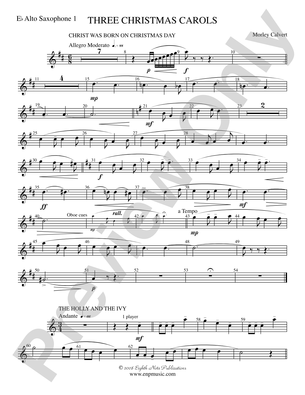 Three Christmas Carols: E-flat Alto Saxophone