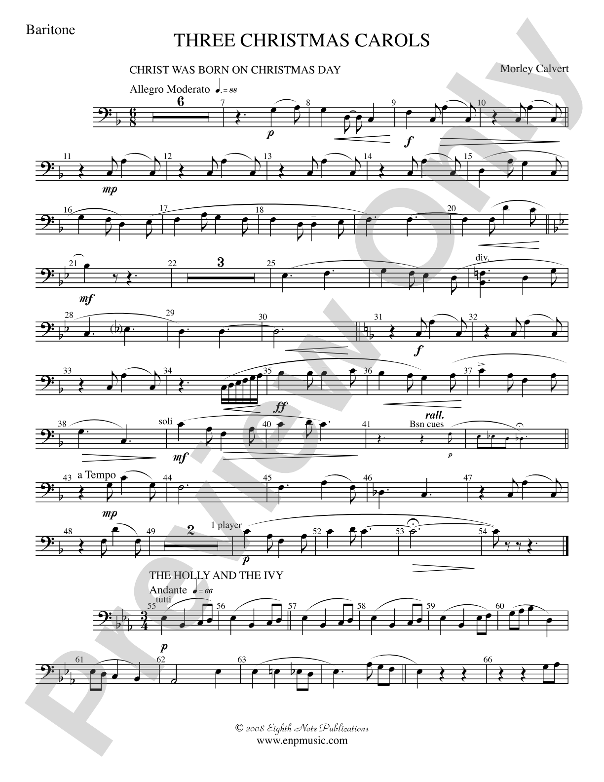 Three Christmas Carols: Baritone B.C.