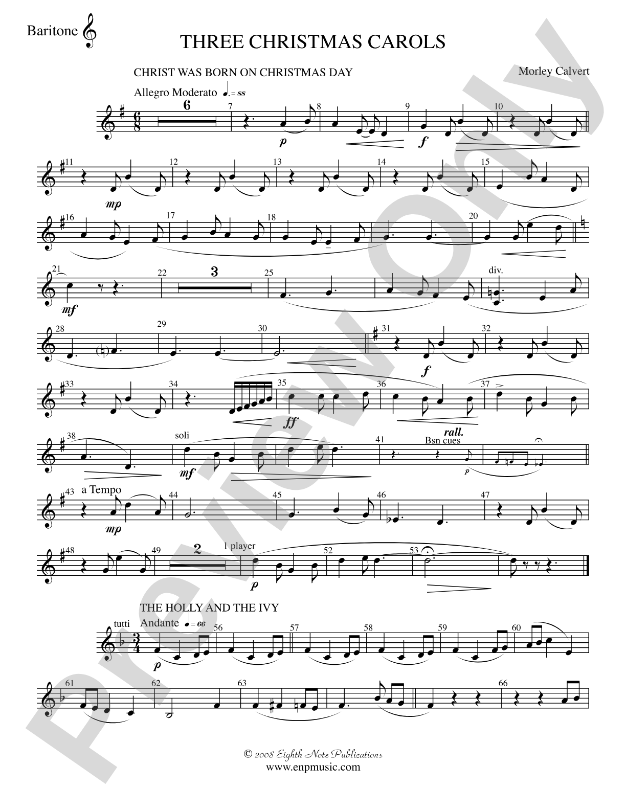 Three Christmas Carols: Baritone T.C.