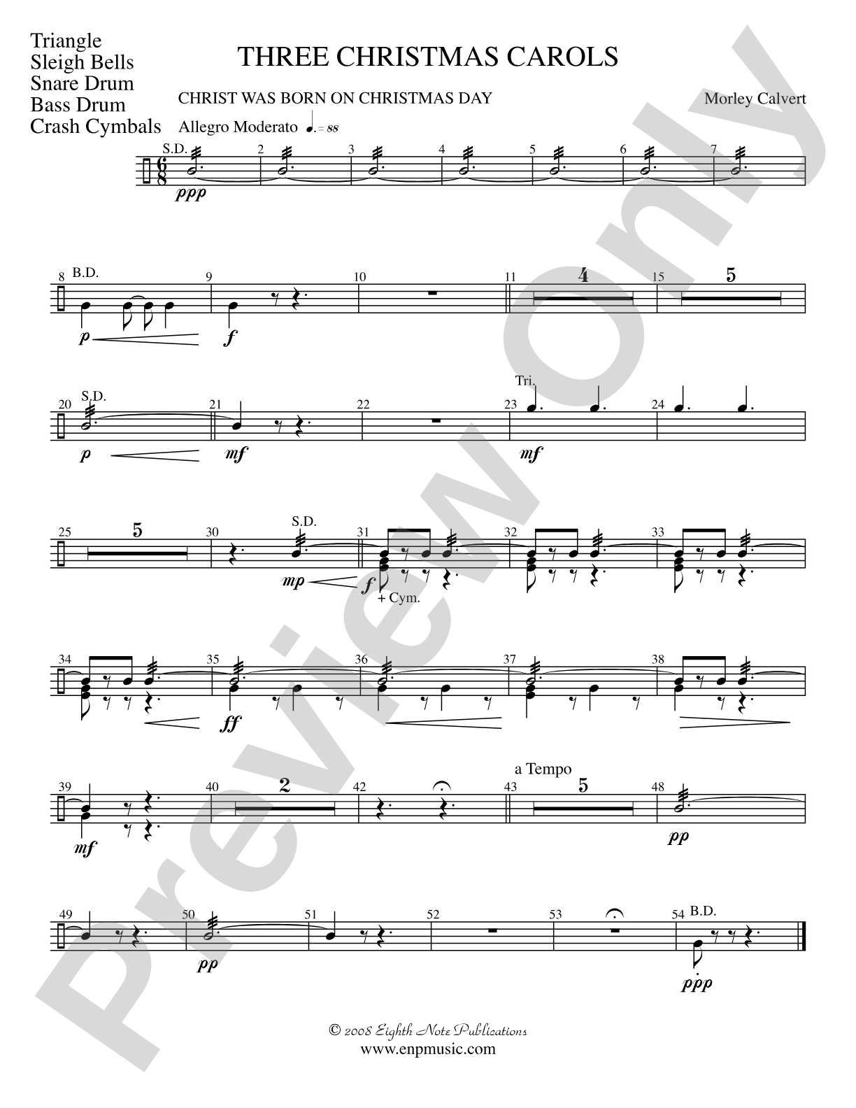 Three Christmas Carols: 1st Percussion