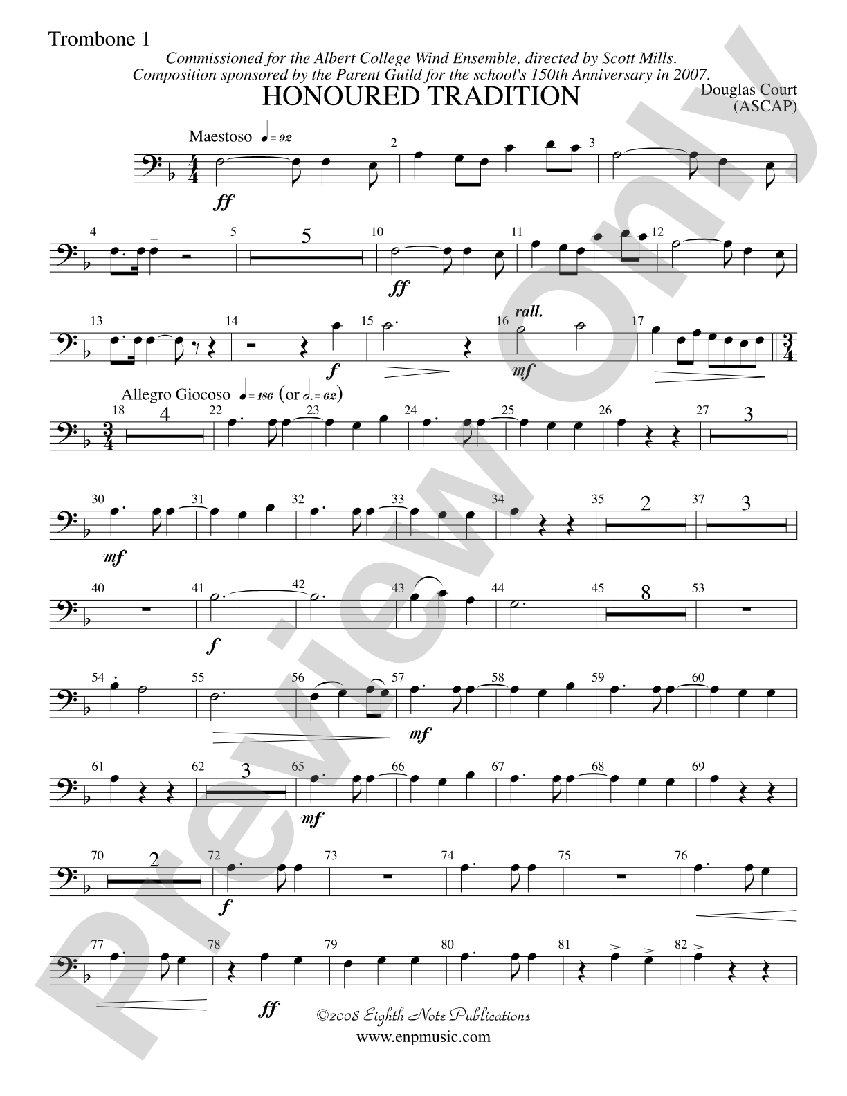Honoured Tradition: 1st Trombone