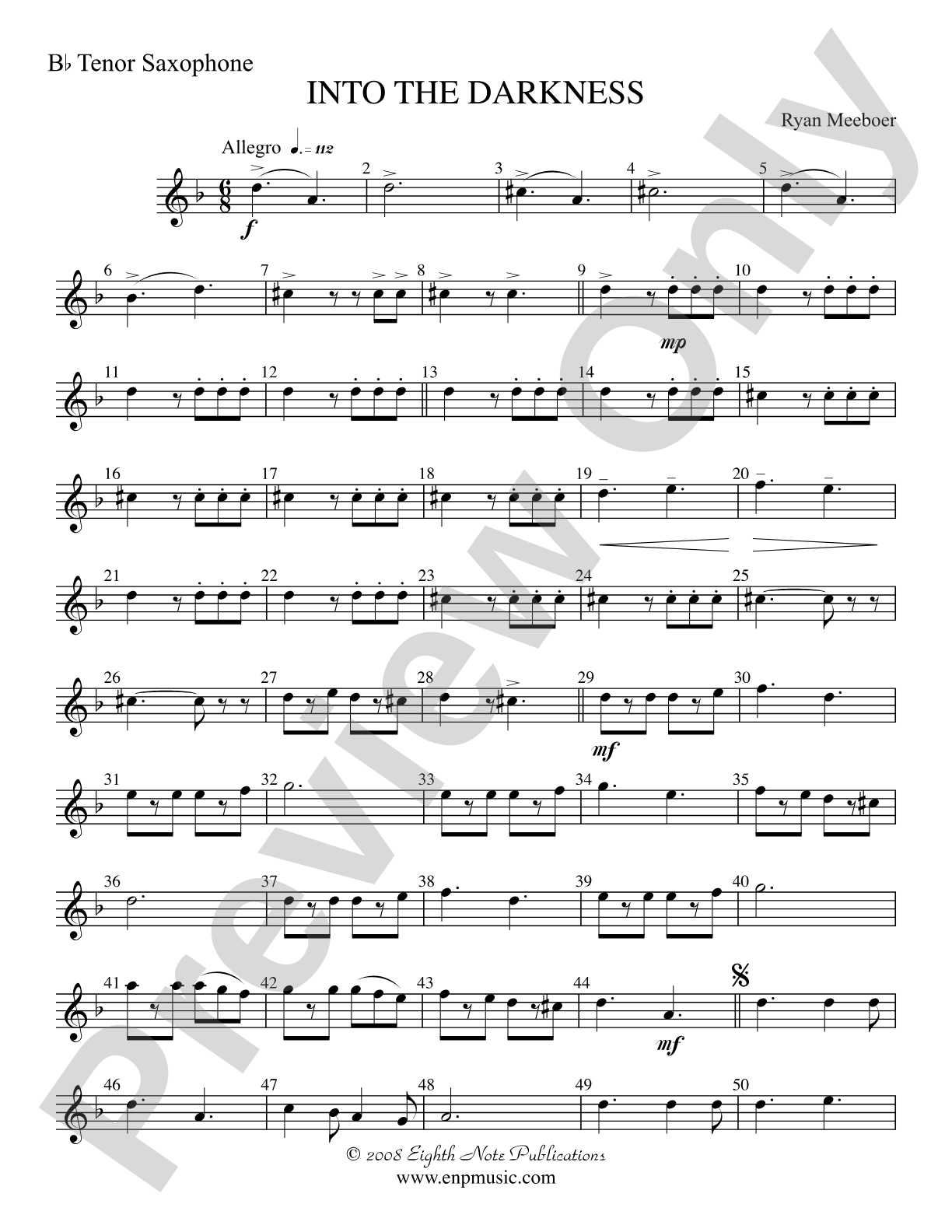 Into the Darkness: B-flat Tenor Saxophone