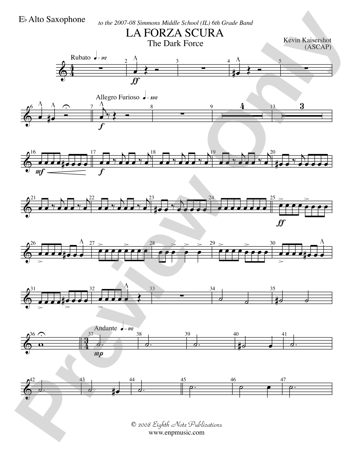 La Forza Scura (The Dark Force): E-flat Alto Saxophone