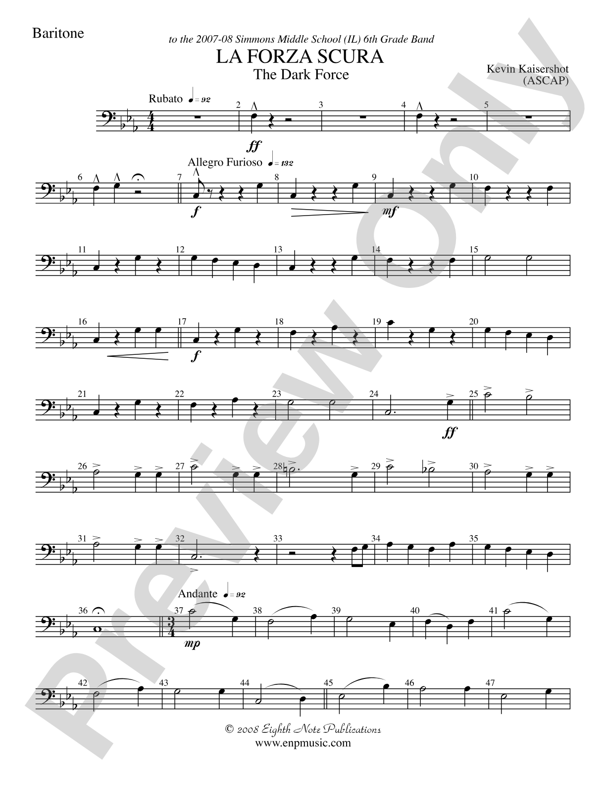 La Forza Scura (The Dark Force): Baritone B.C.