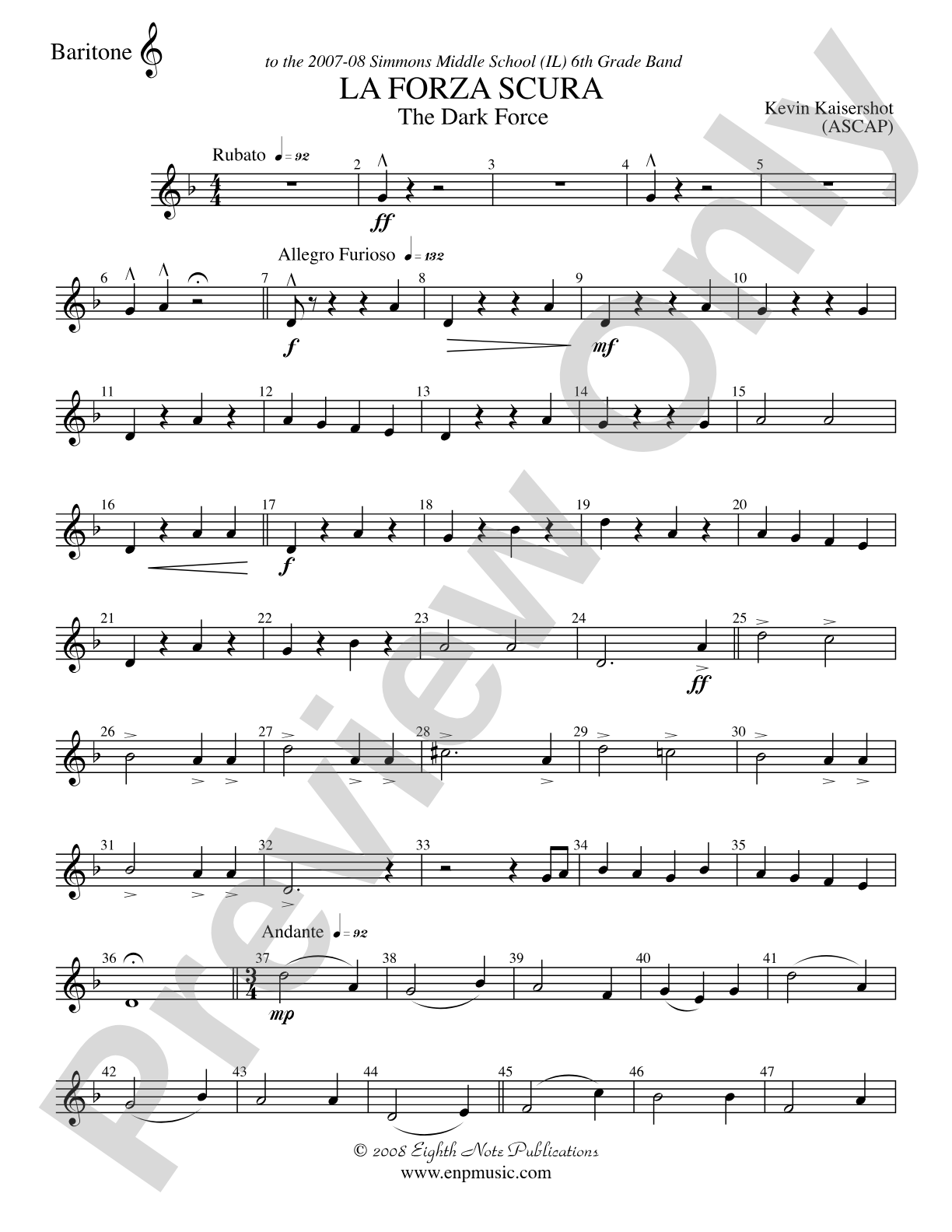 La Forza Scura (The Dark Force): Baritone T.C.