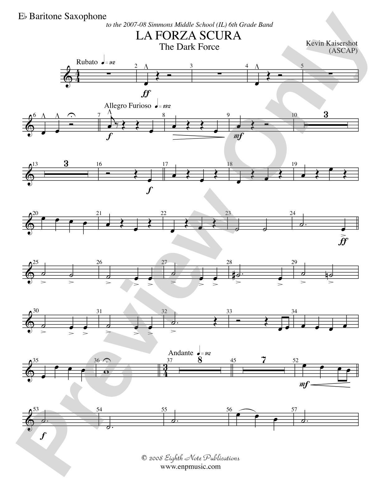 La Forza Scura (The Dark Force): E-flat Baritone Saxophone