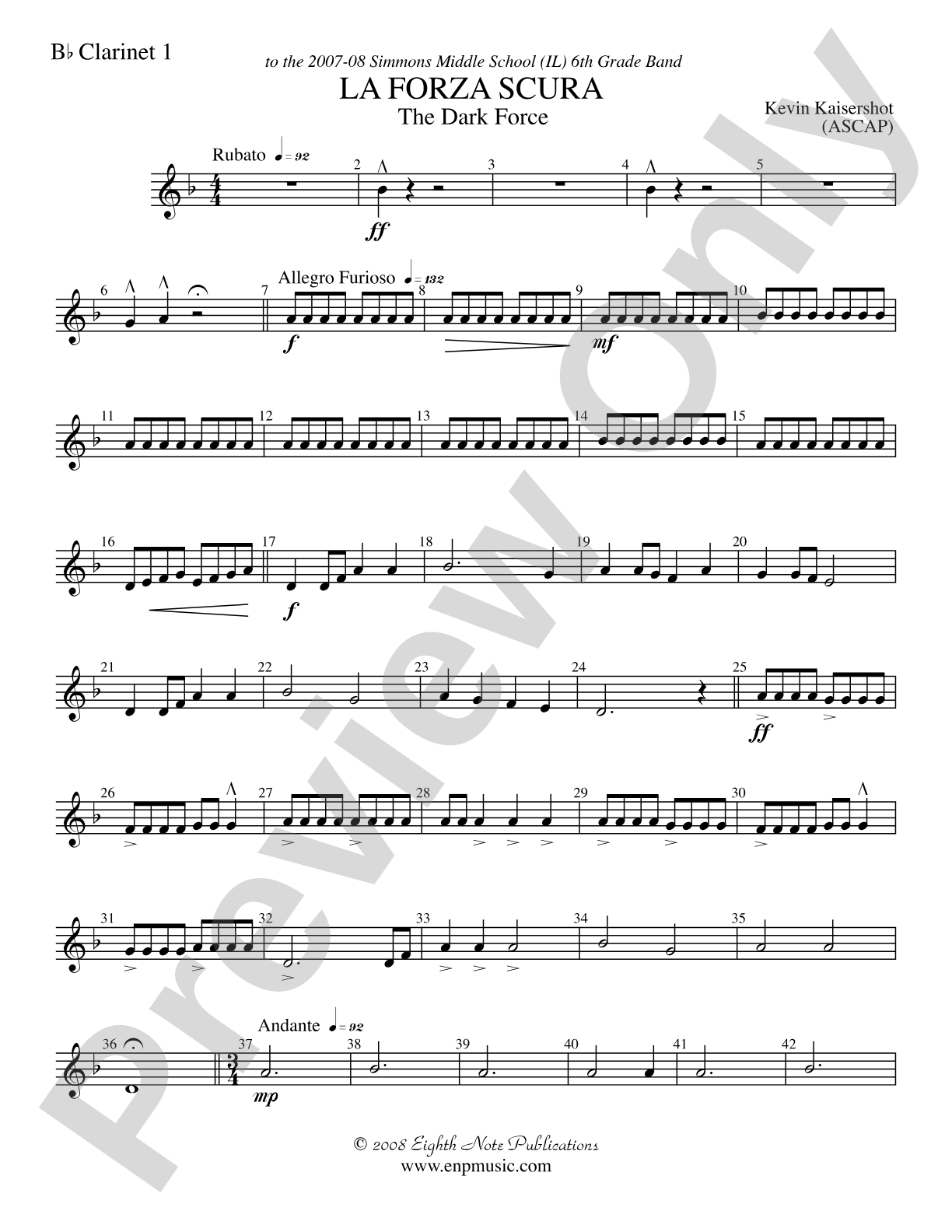 La Forza Scura (The Dark Force): 1st B-flat Clarinet