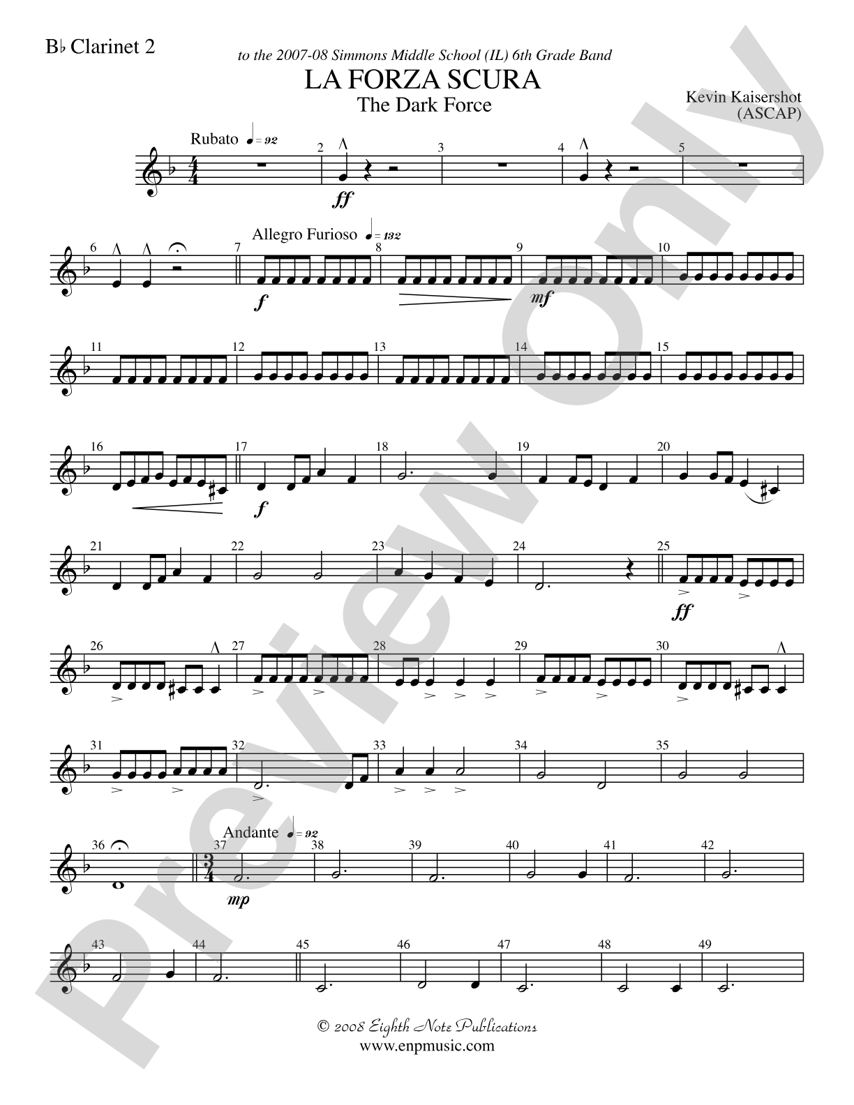 La Forza Scura (The Dark Force): 2nd B-flat Clarinet