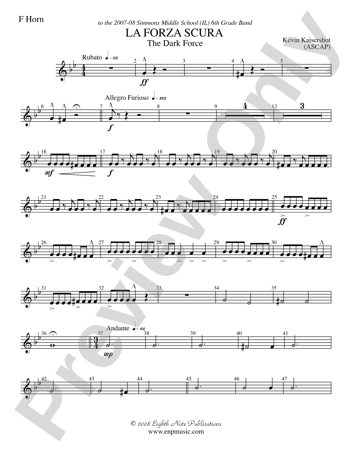 La Forza Scura (The Dark Force): 1st F Horn