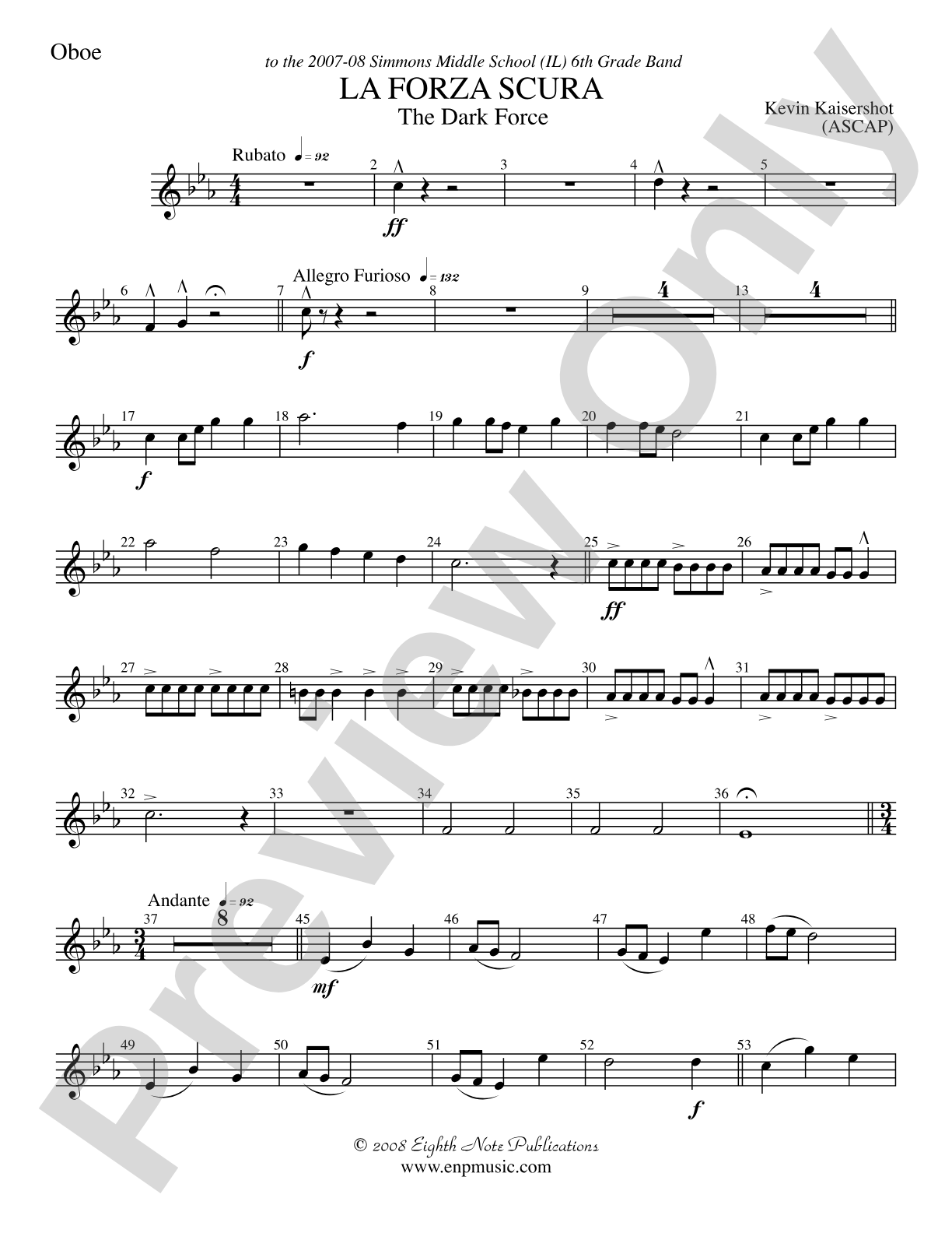La Forza Scura (The Dark Force): Oboe