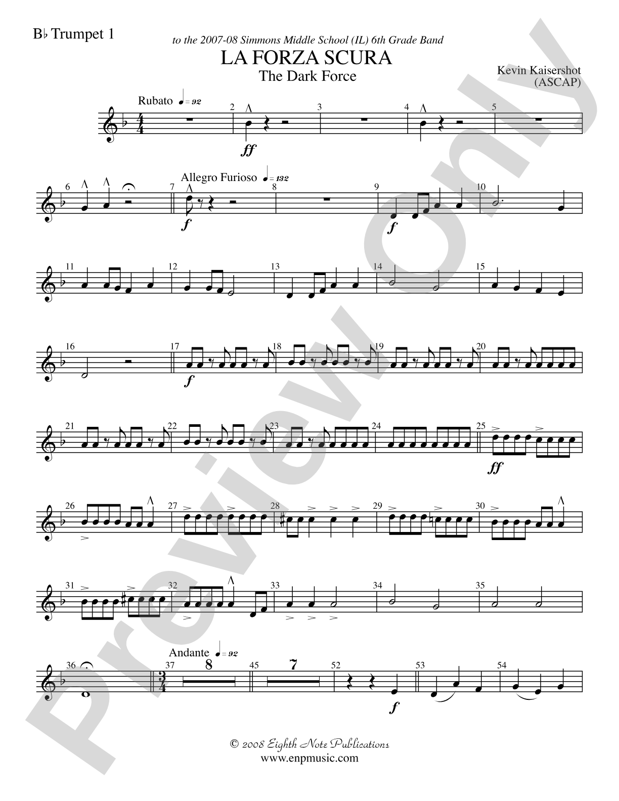 La Forza Scura (The Dark Force): 1st B-flat Trumpet
